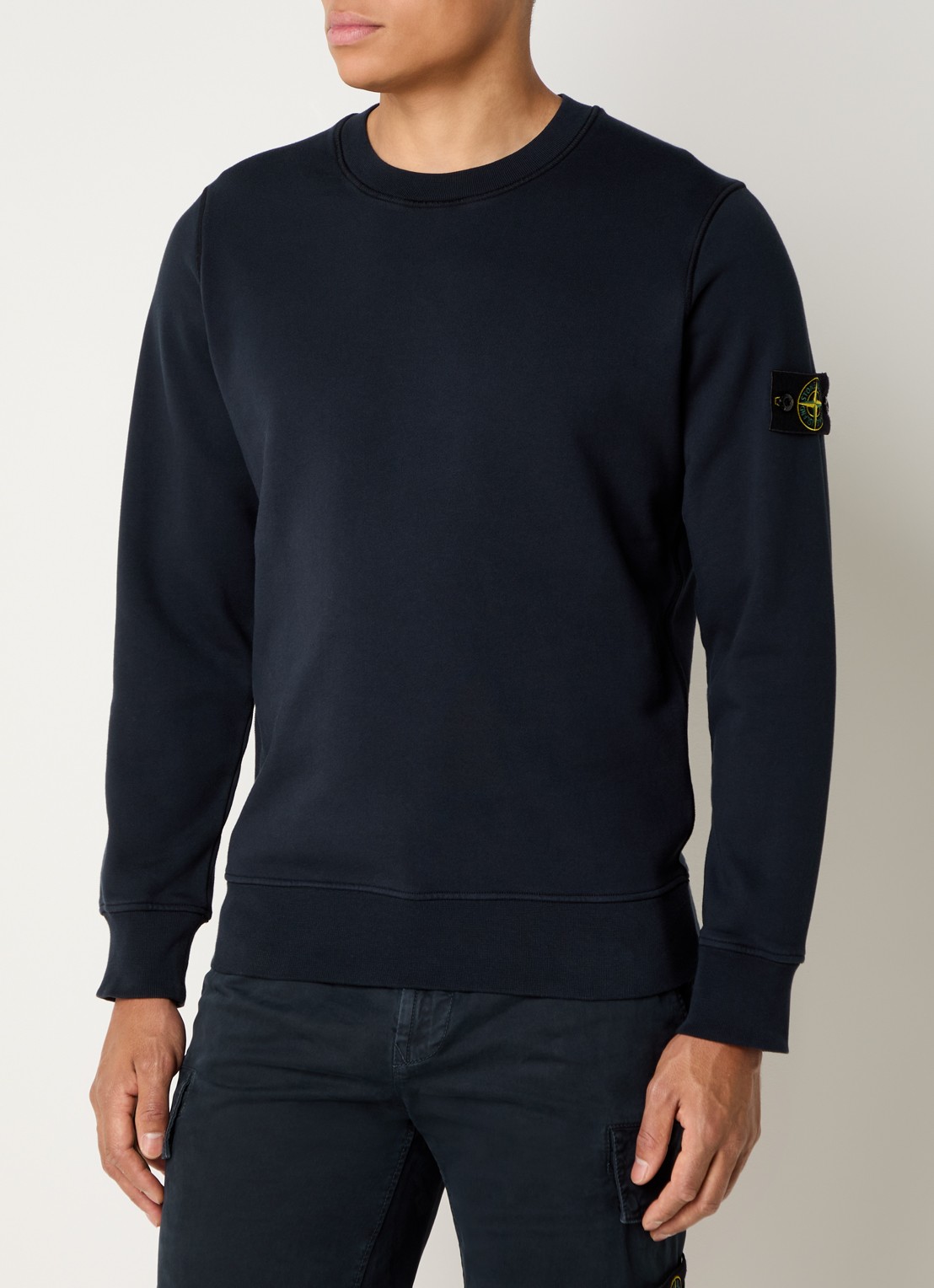 Stone Island S0051 sweater met logo - detail donkerblauw