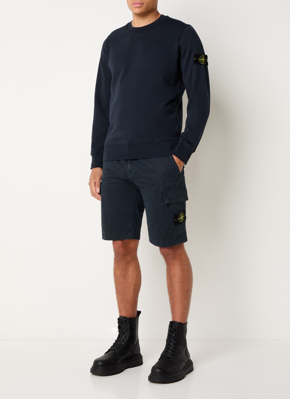 Stone Island S0051 sweater met logo - voorkant 5 donkerblauw