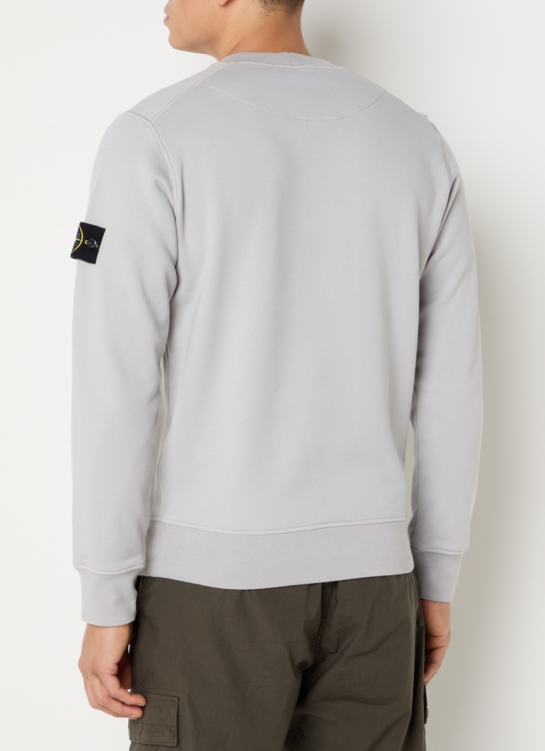 Stone Island S0051 Sweater met logo  - achterkant 3 lichtgrijs
