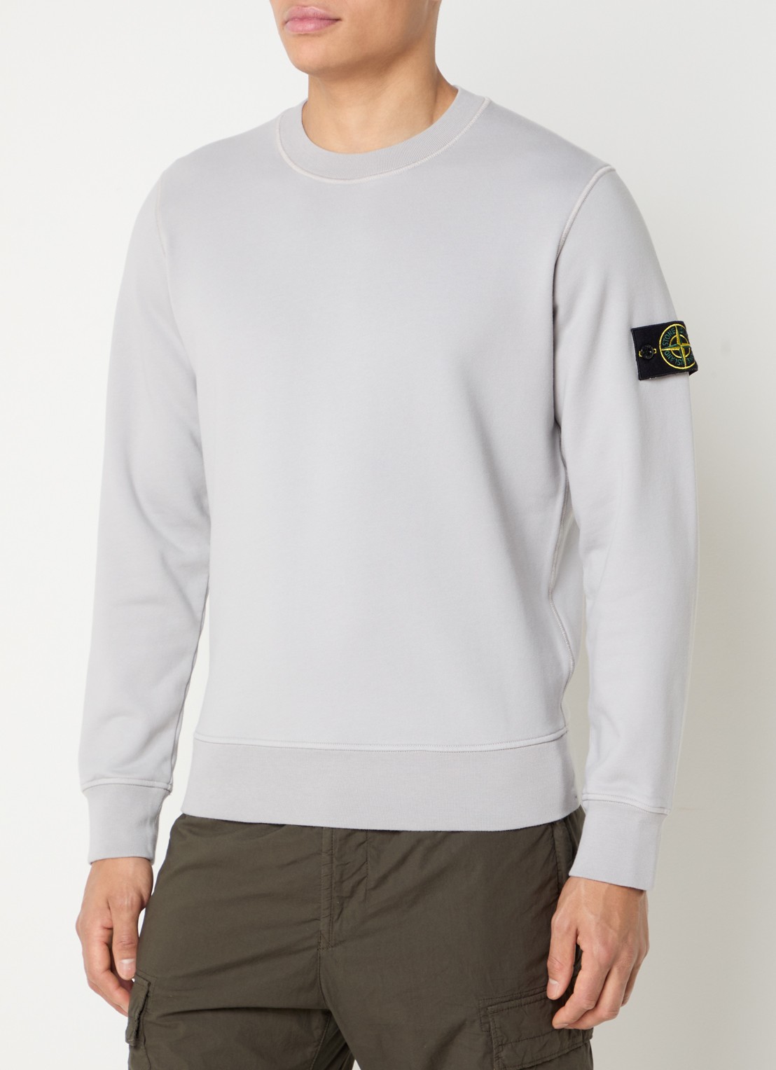 Stone Island S0051 Sweater met logo  - detail lichtgrijs