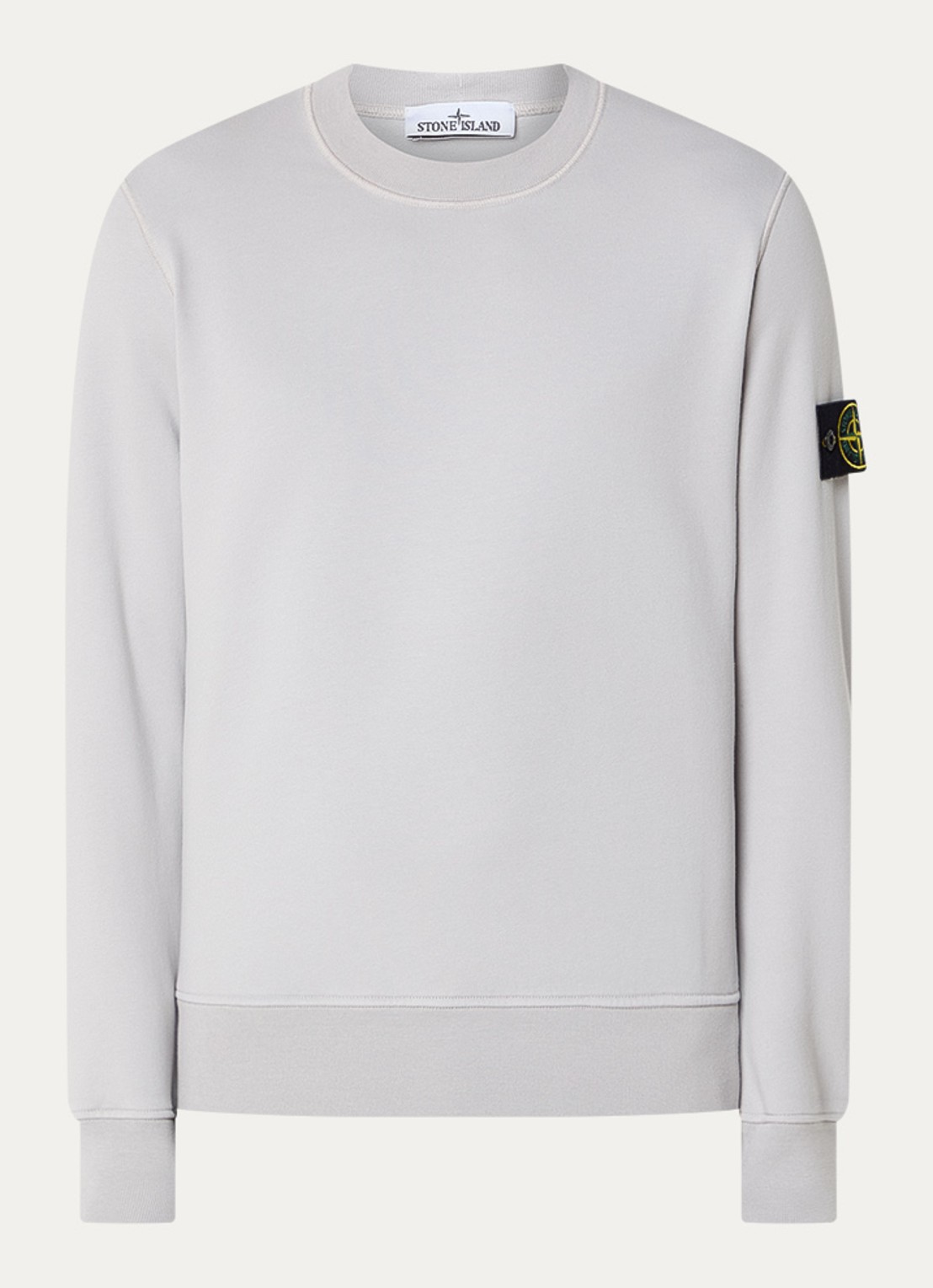 Stone Island S0051 Sweater met logo  - voorkant 4 lichtgrijs