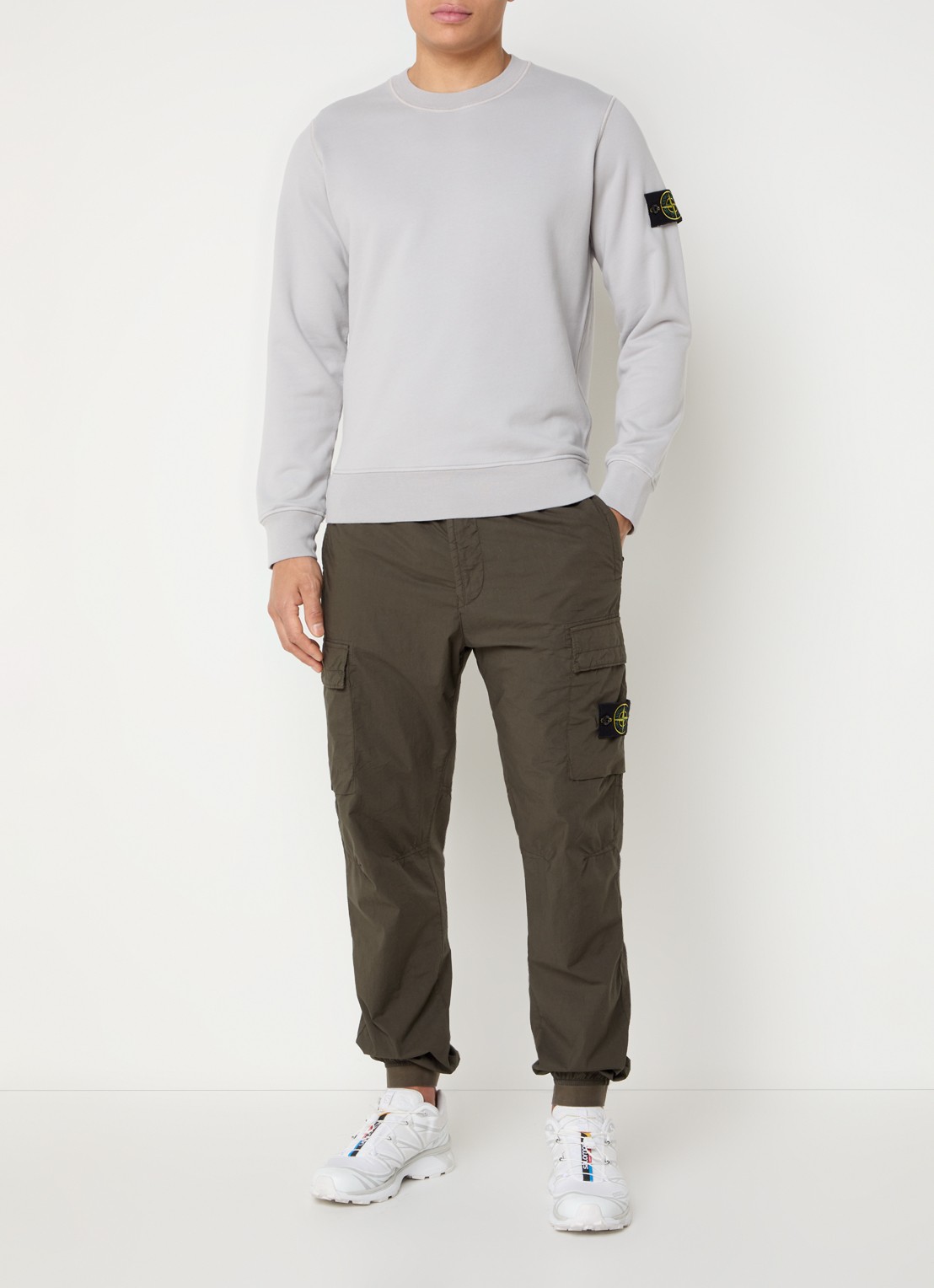Stone Island S0051 Sweater met logo  - voorkant 5 lichtgrijs