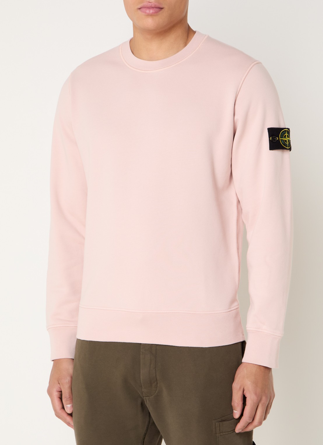 Stone Island S0051 Sweater met logo  - detail lichtroze