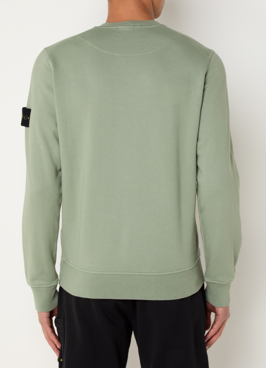 Stone Island S0051 Sweater met logo  - achterkant olijfgroen