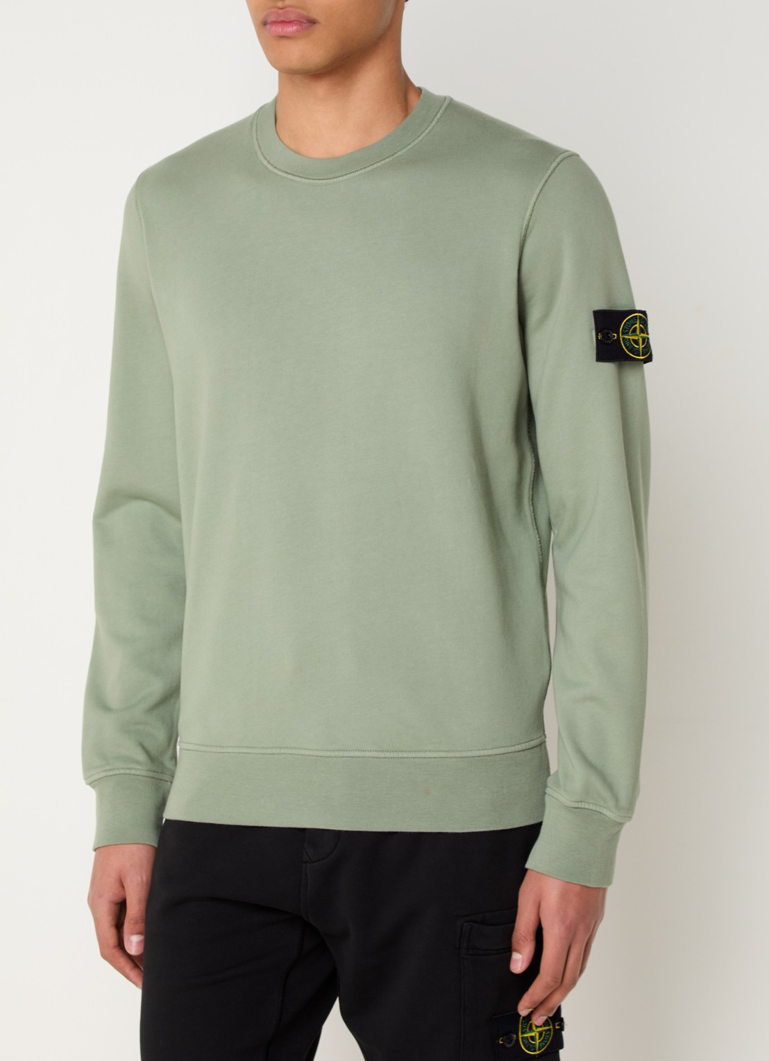 Stone Island S0051 Sweater met logo  - detail 2 olijfgroen