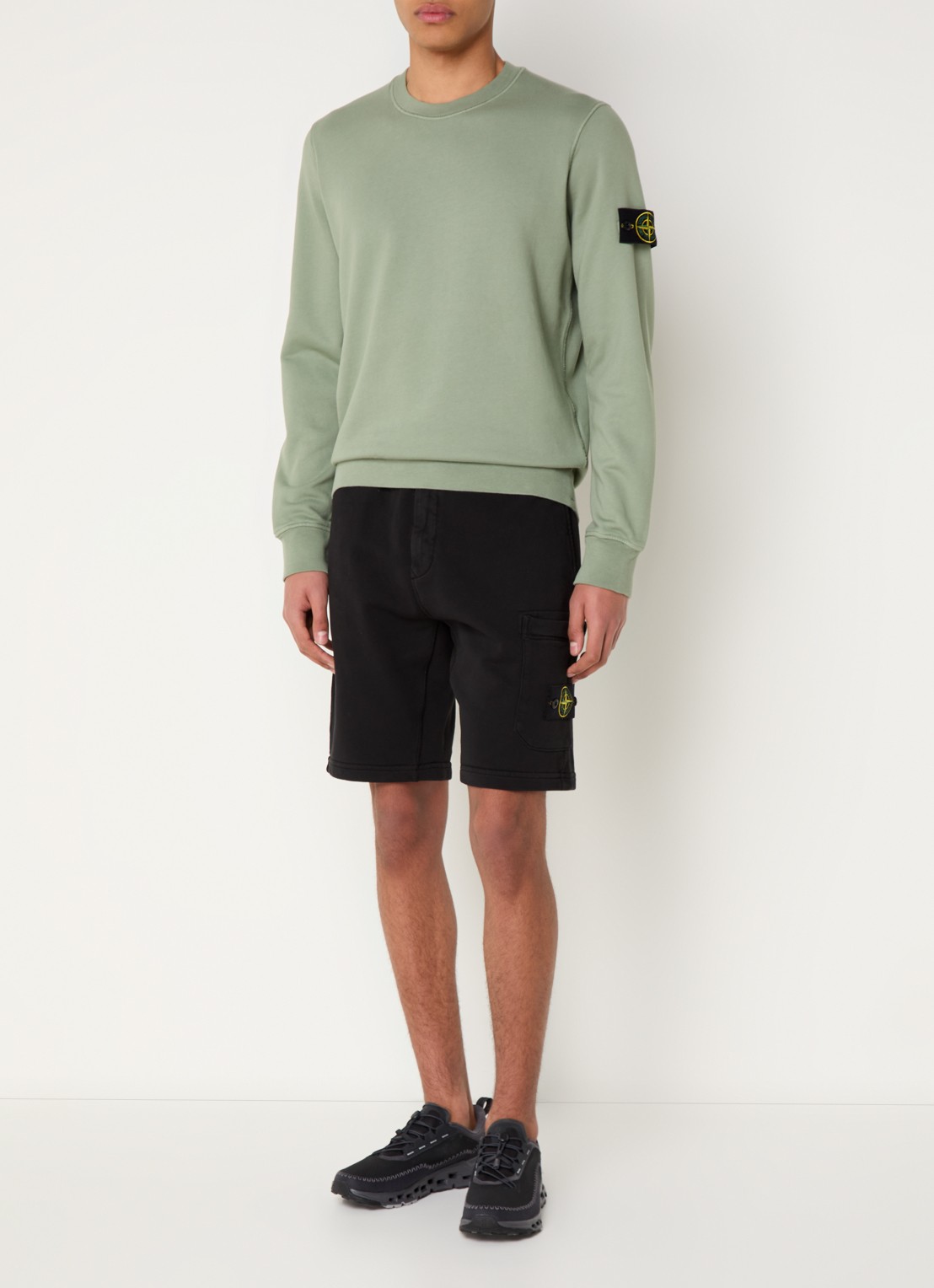 Stone Island S0051 Sweater met logo  - voorkant 5 olijfgroen