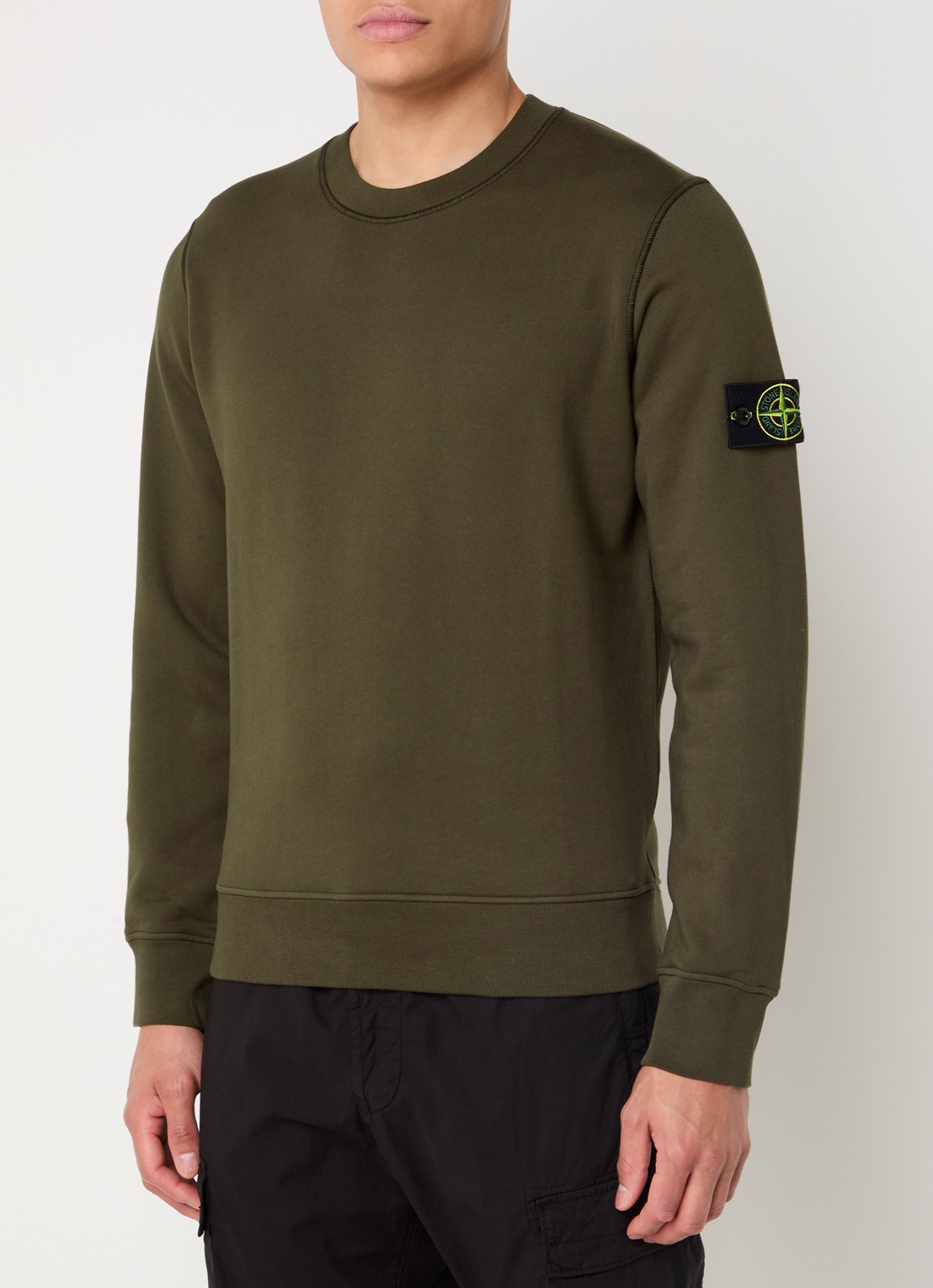 Stone Island S0051 Sweater met logo  - detail 2 legergroen