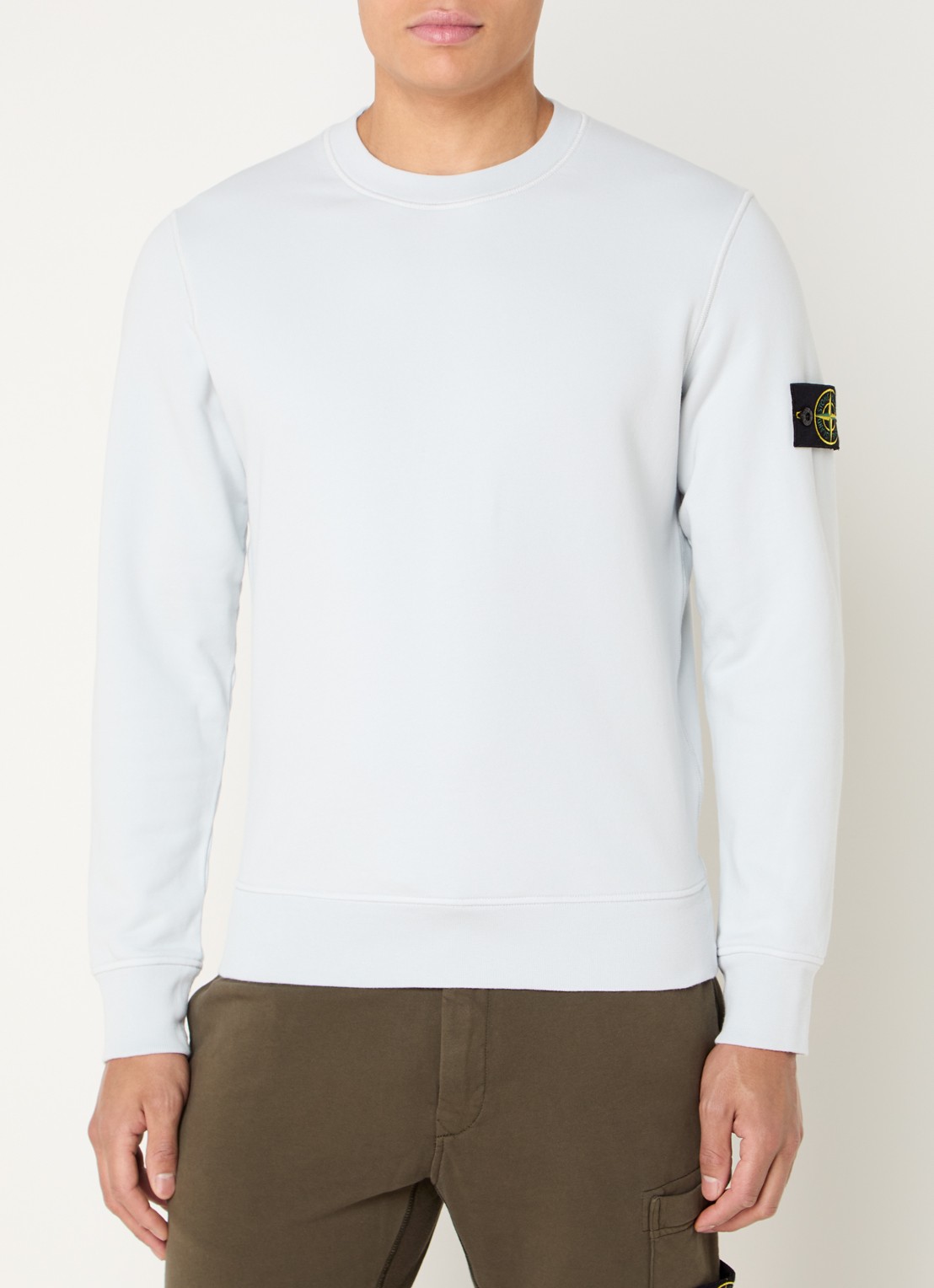 Stone Island S0051 Sweater met logo  - detail lichtblauw
