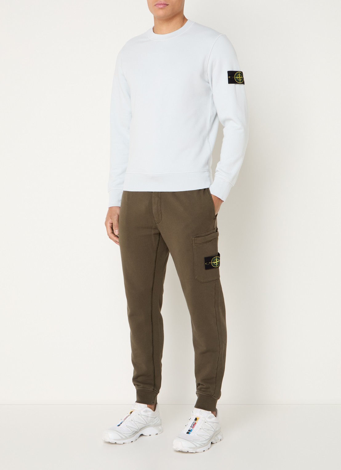 Stone Island S0051 Sweater met logo  - voorkant 4 lichtblauw
