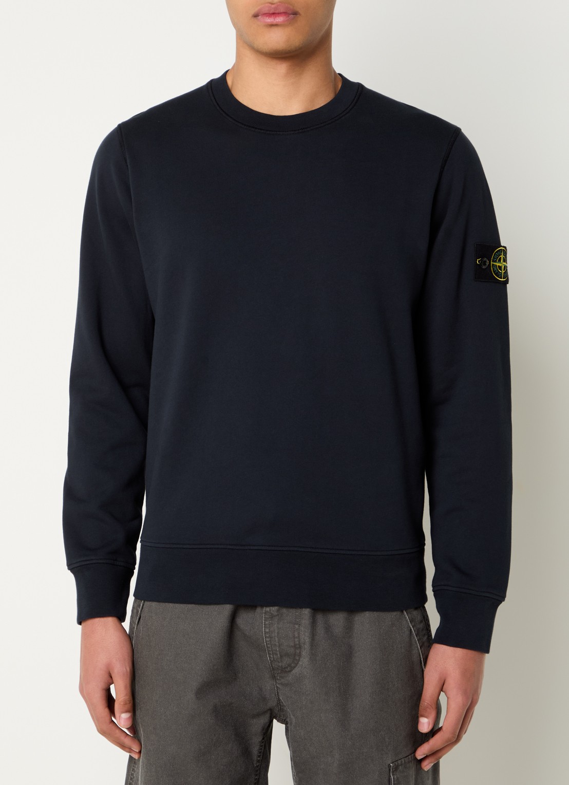 Stone Island S0051 Sweater met logo  - detail donkerblauw