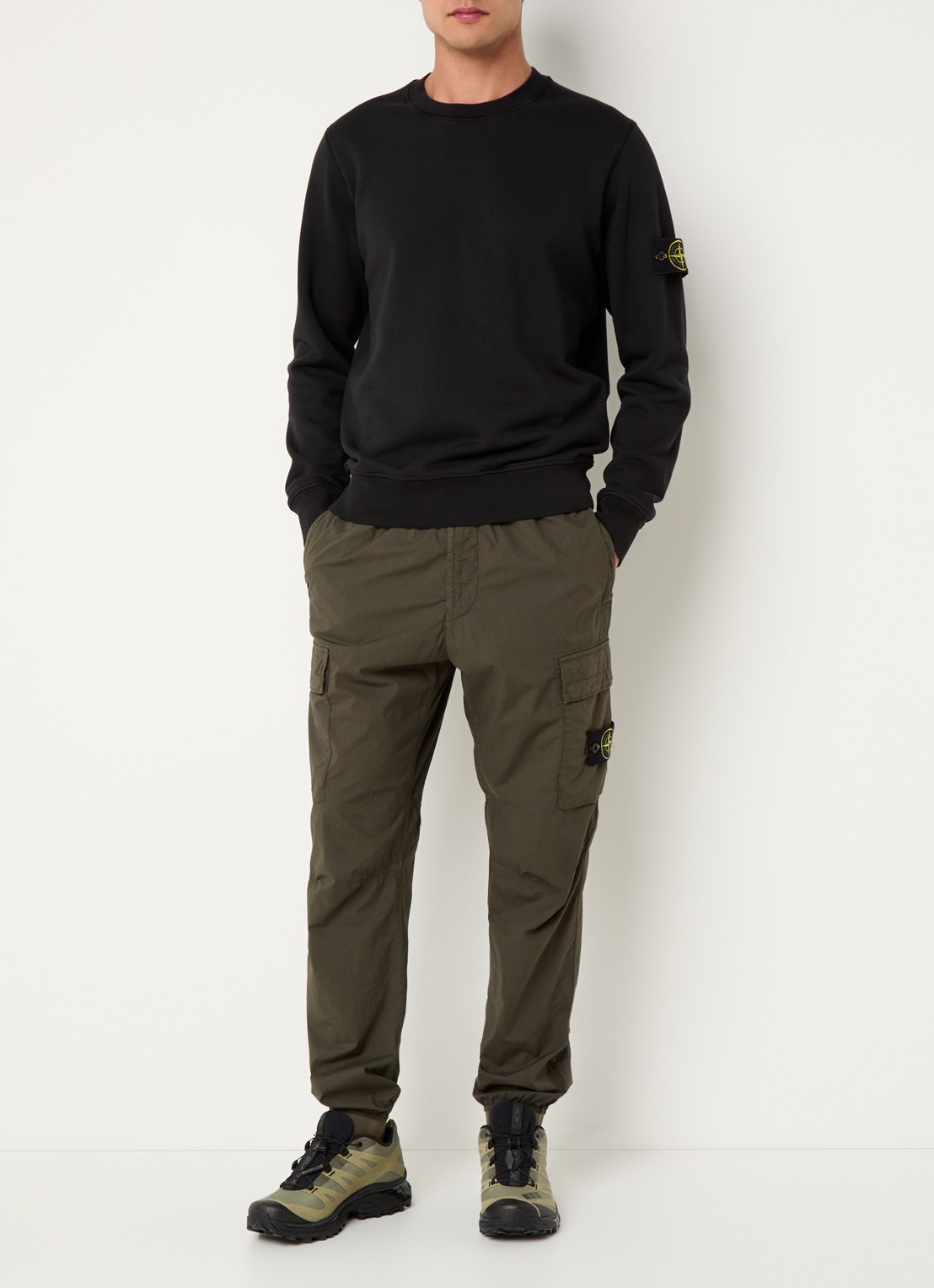 Stone Island S0051 sweater met logo - voorkant 3 zwart