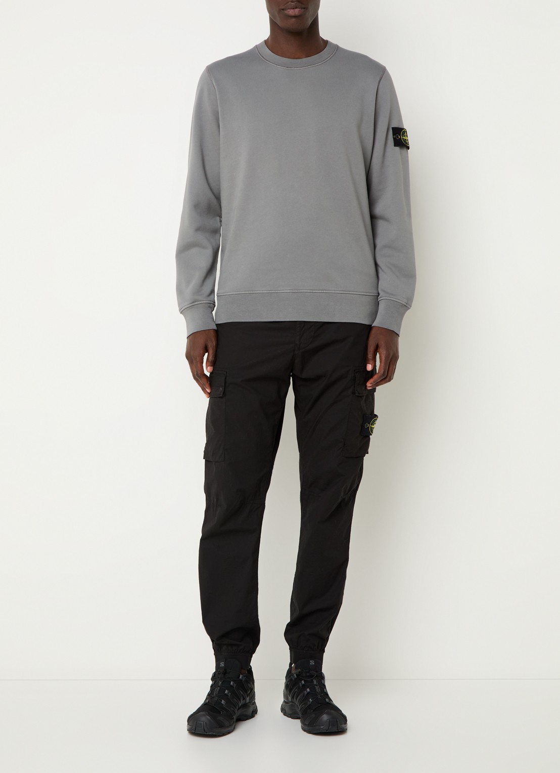 Stone Island S0051 sweater met logo - voorkant 2 grijs