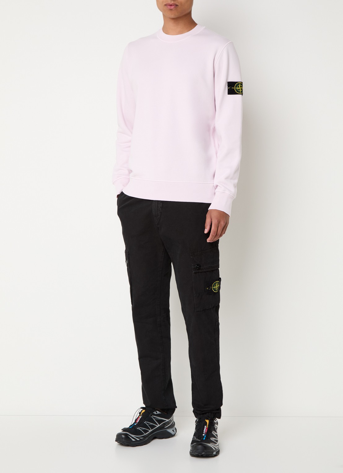 Stone Island S0051 sweater met logo - voorkant 2 lichtroze