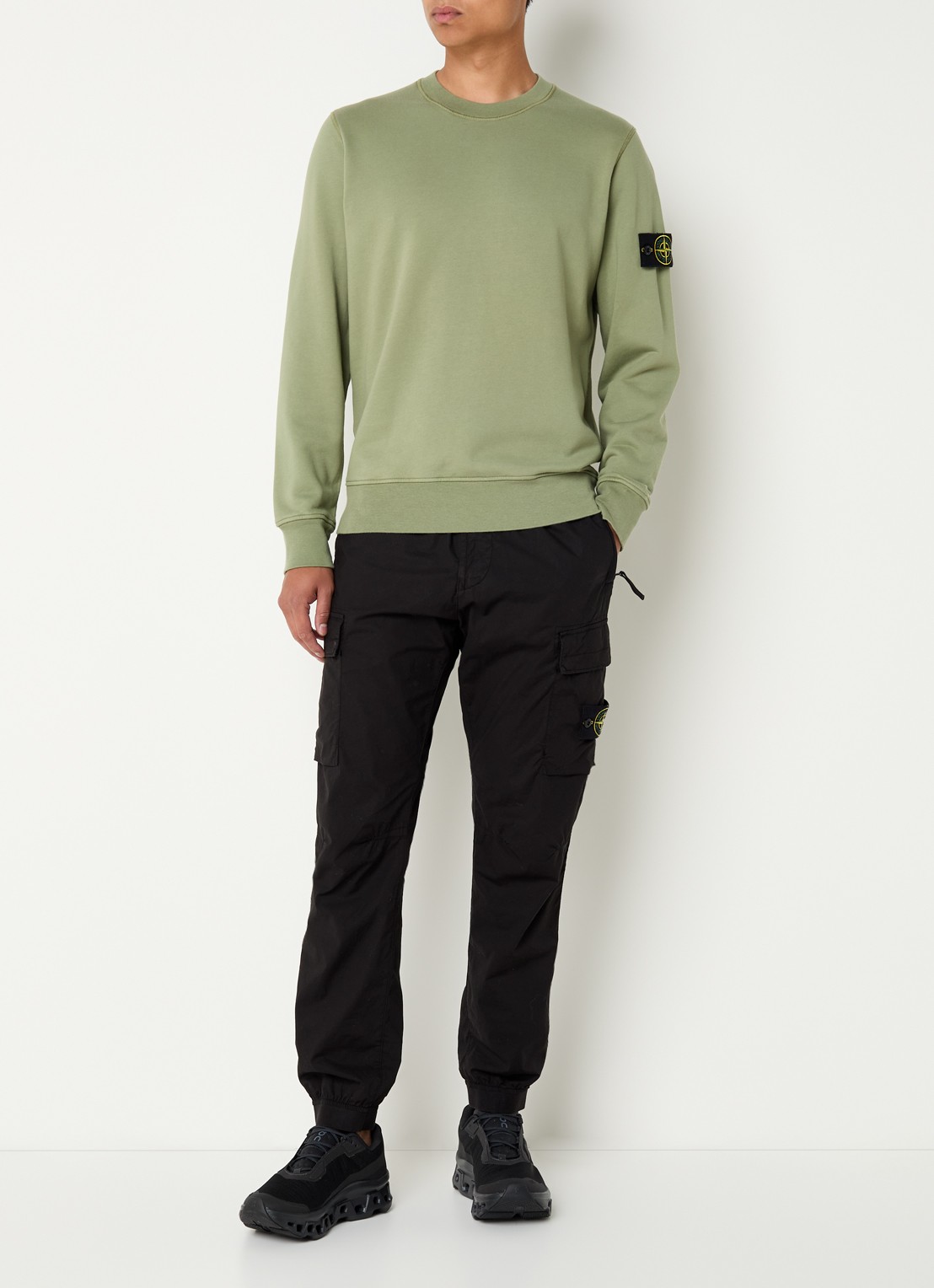 Stone Island S0051 sweater met logo - voorkant 2 lindegroen