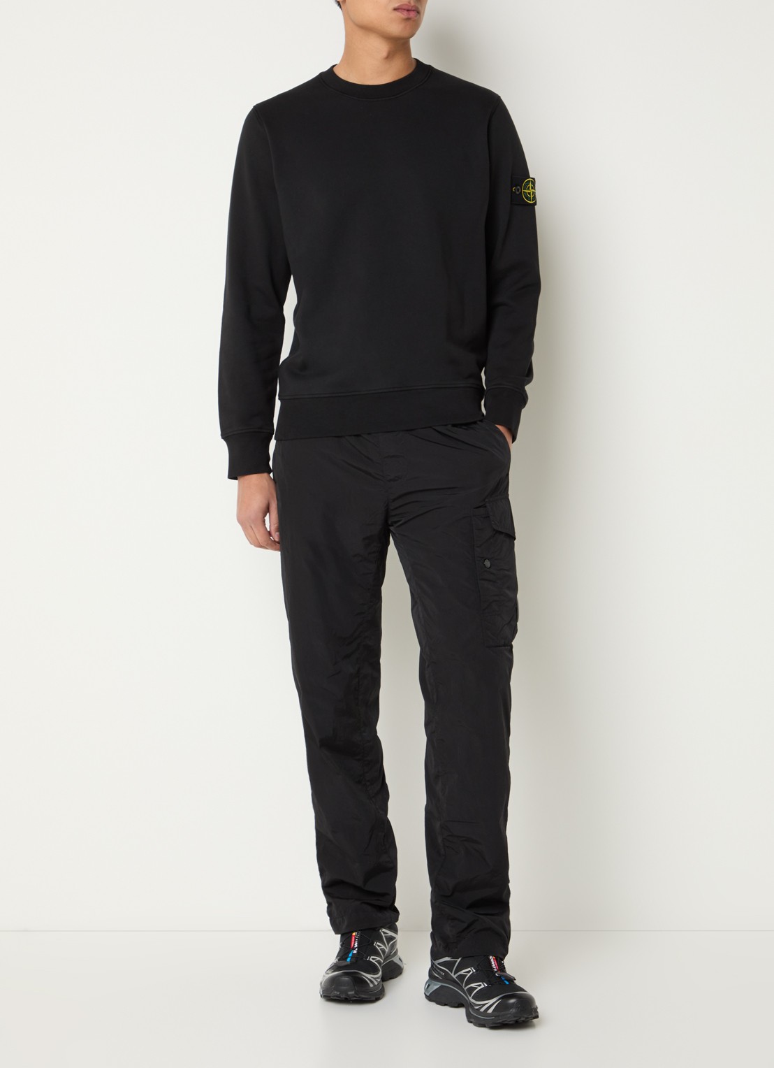 Stone Island S0051 sweater met logo - voorkant 2 zwart