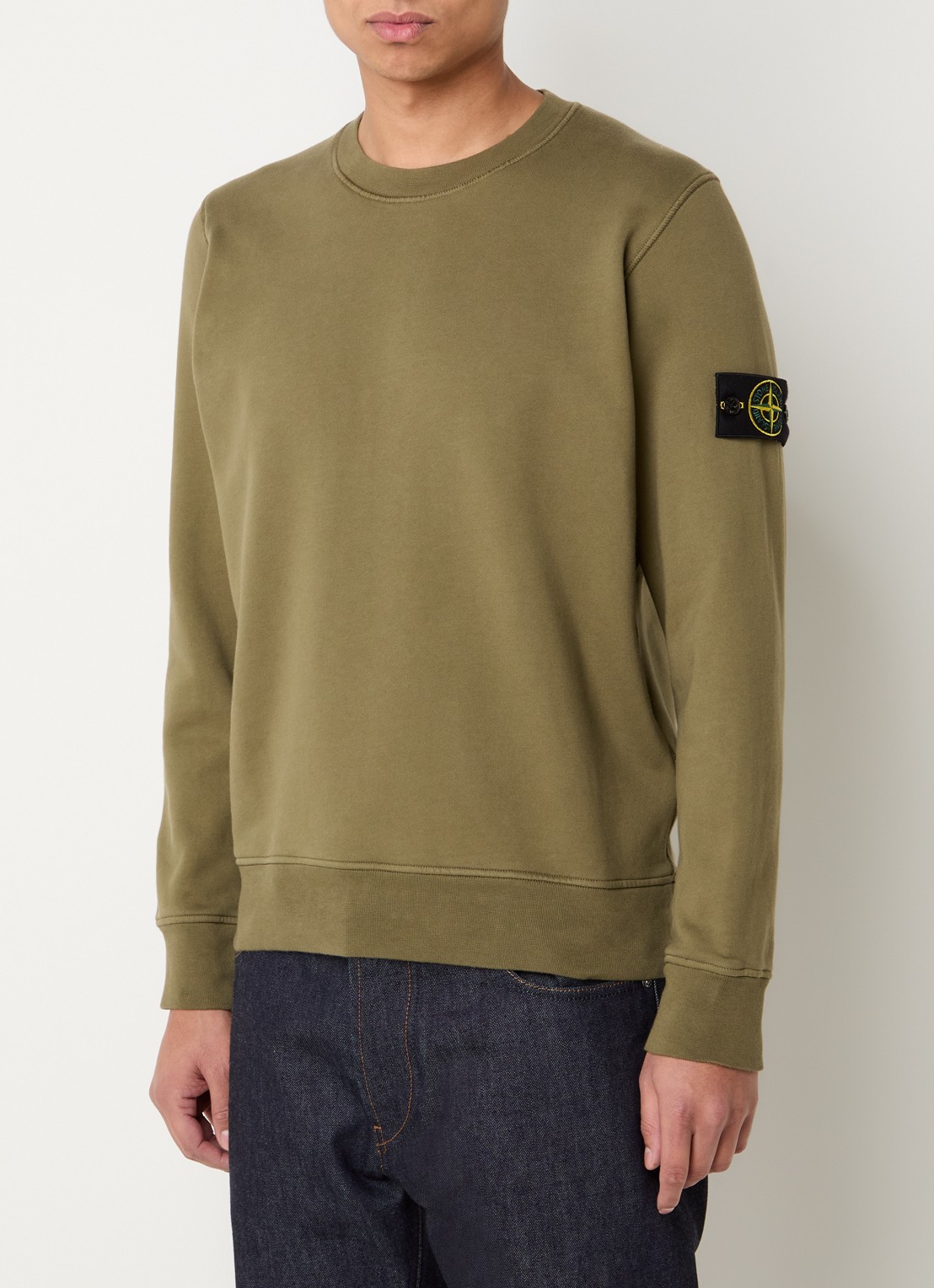 Stone Island S0051 sweater met logo - detail 3 mosgroen