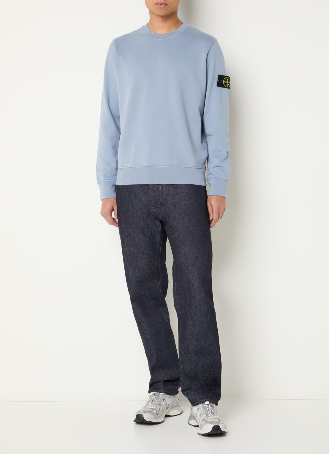 Stone Island S0051 sweater met logo - voorkant 2 donkerblauw