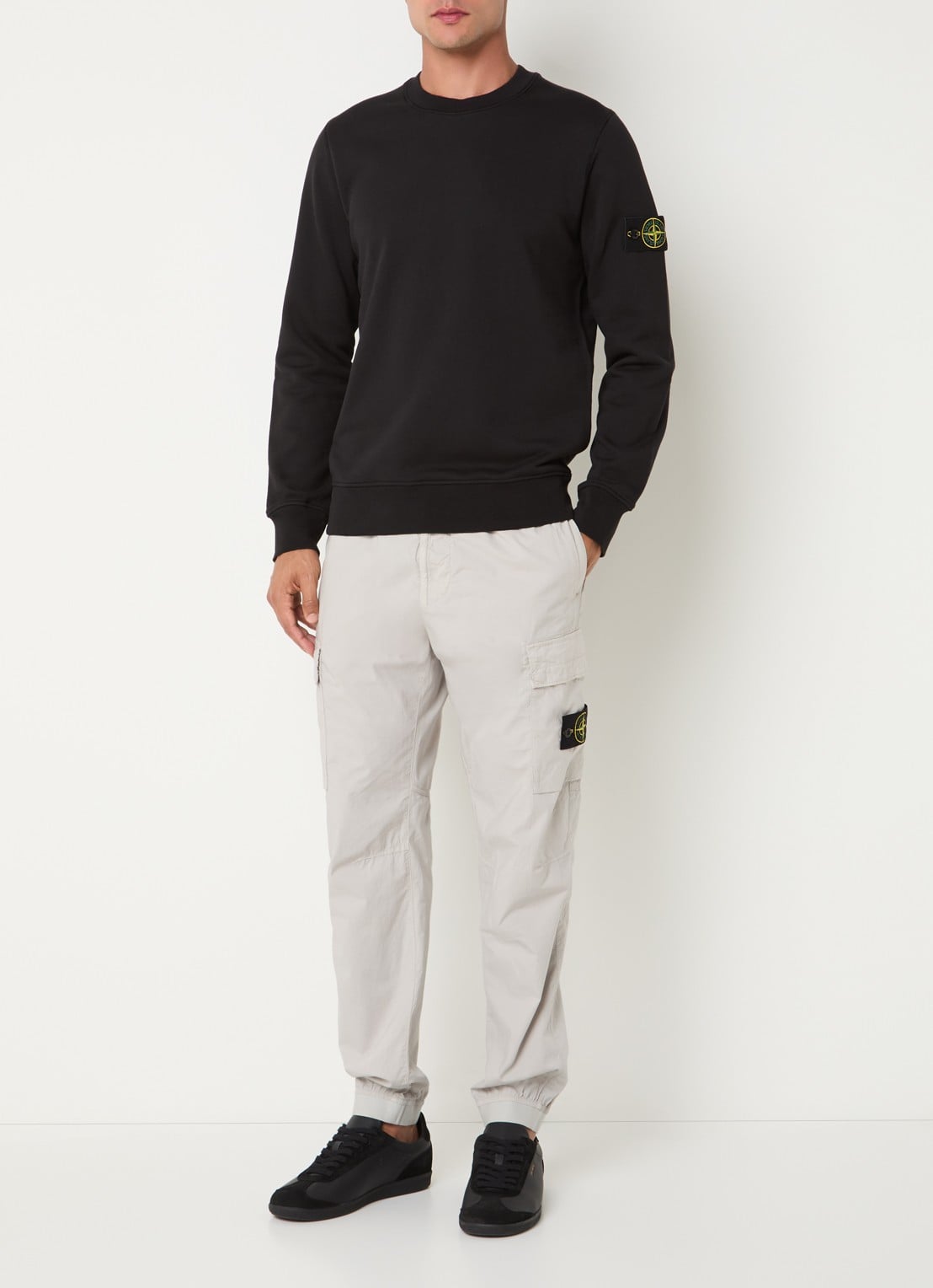 Stone Island S0051 sweater met logo - voorkant 3 zwart