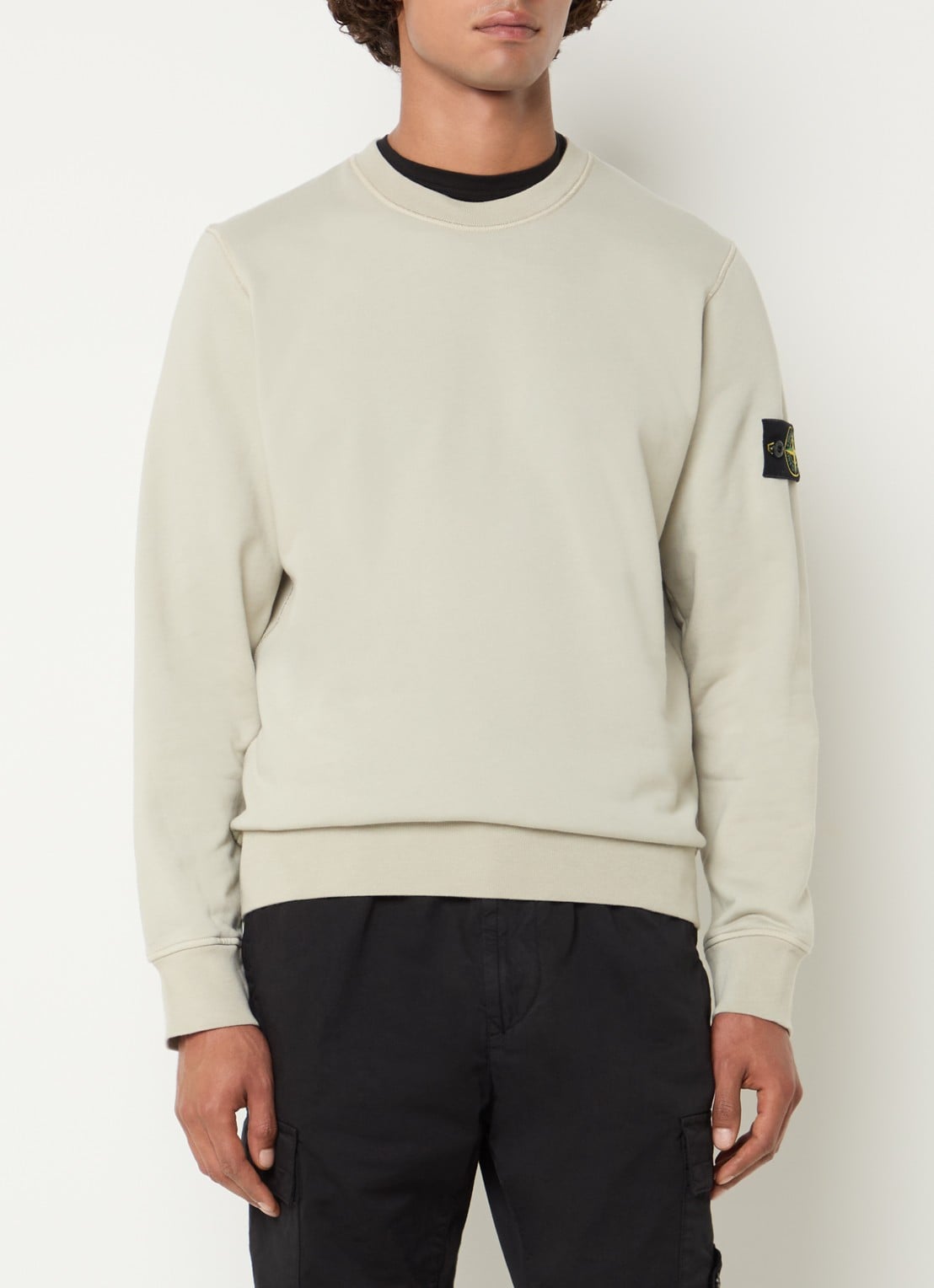 Stone Island S0051 sweater met logo - detail lindegroen
