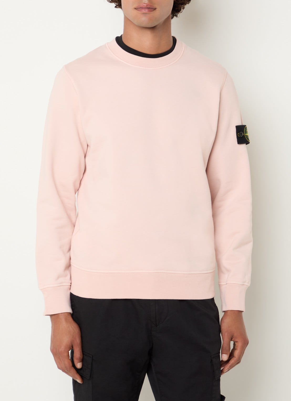 Stone Island S0051 sweater met logo - detail lichtroze