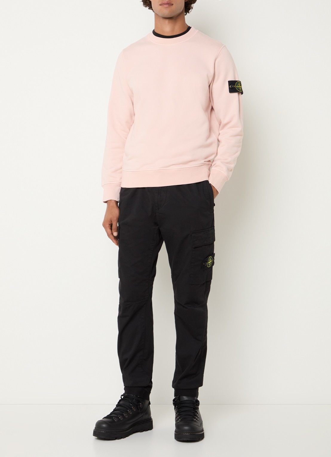 Stone Island S0051 sweater met logo - voorkant 4 lichtroze