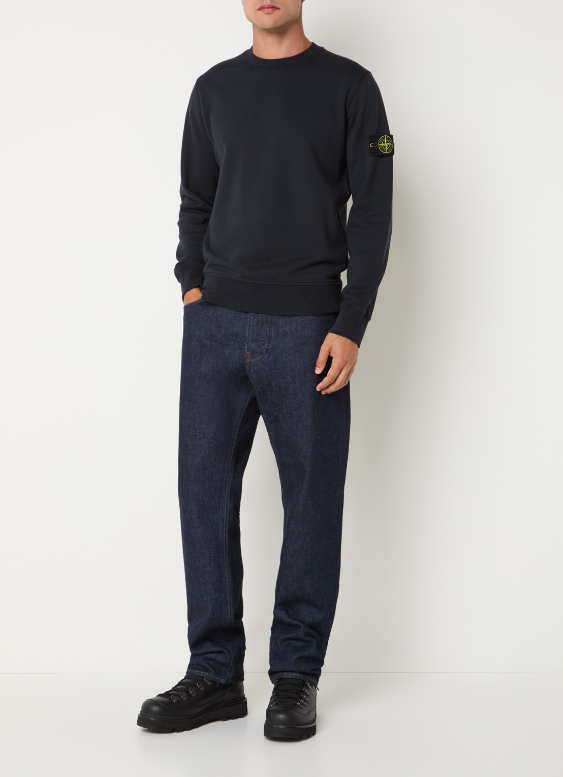 Stone Island S0051 sweater met logo - voorkant 2 donkerblauw