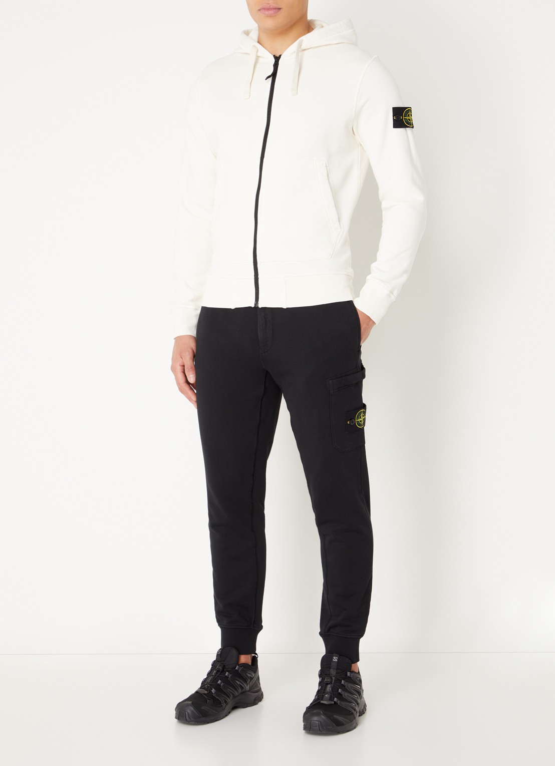 Stone Island S0051 sweatvest met capuchon en logo - voorkant 2 wit