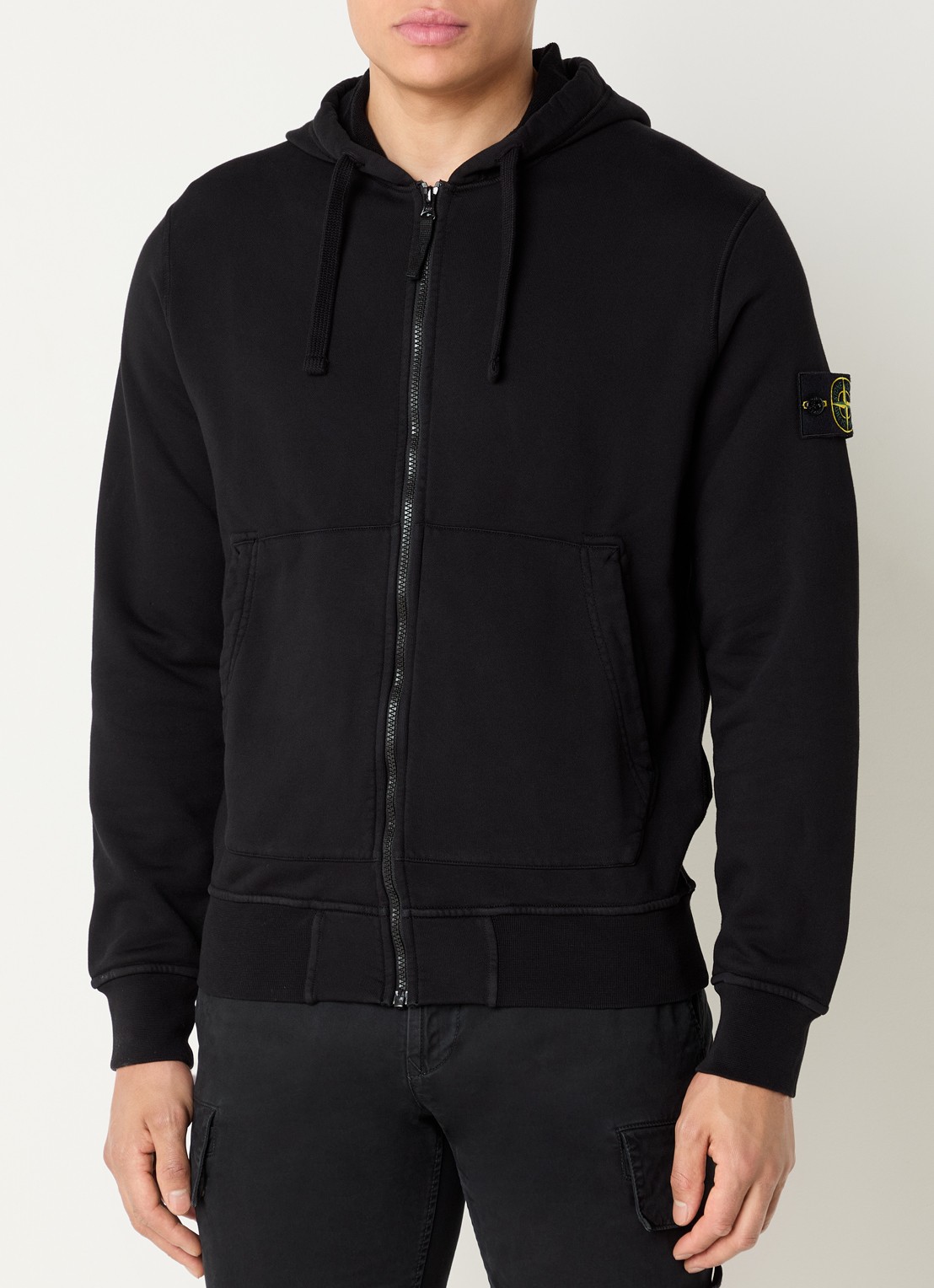 Stone Island S0051 sweatvest met capuchon en logo - detail 4 zwart
