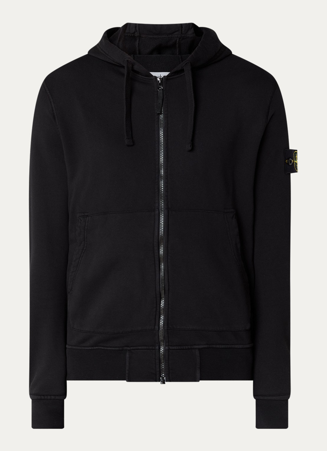 Stone Island S0051 sweatvest met capuchon en logo - voorkant zwart