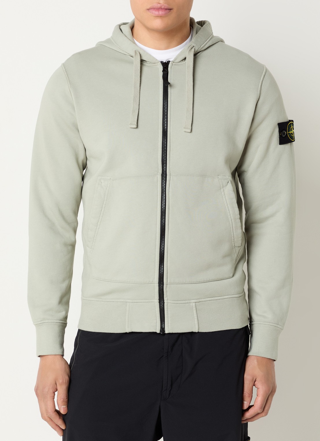 Stone Island S0051 sweatvest met capuchon en logo - detail 4 lindegroen