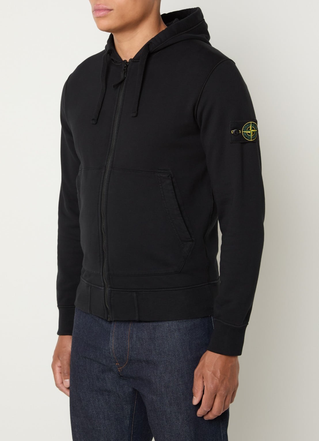 Stone Island S0051 sweatvest met logo en capuchon - detail zwart