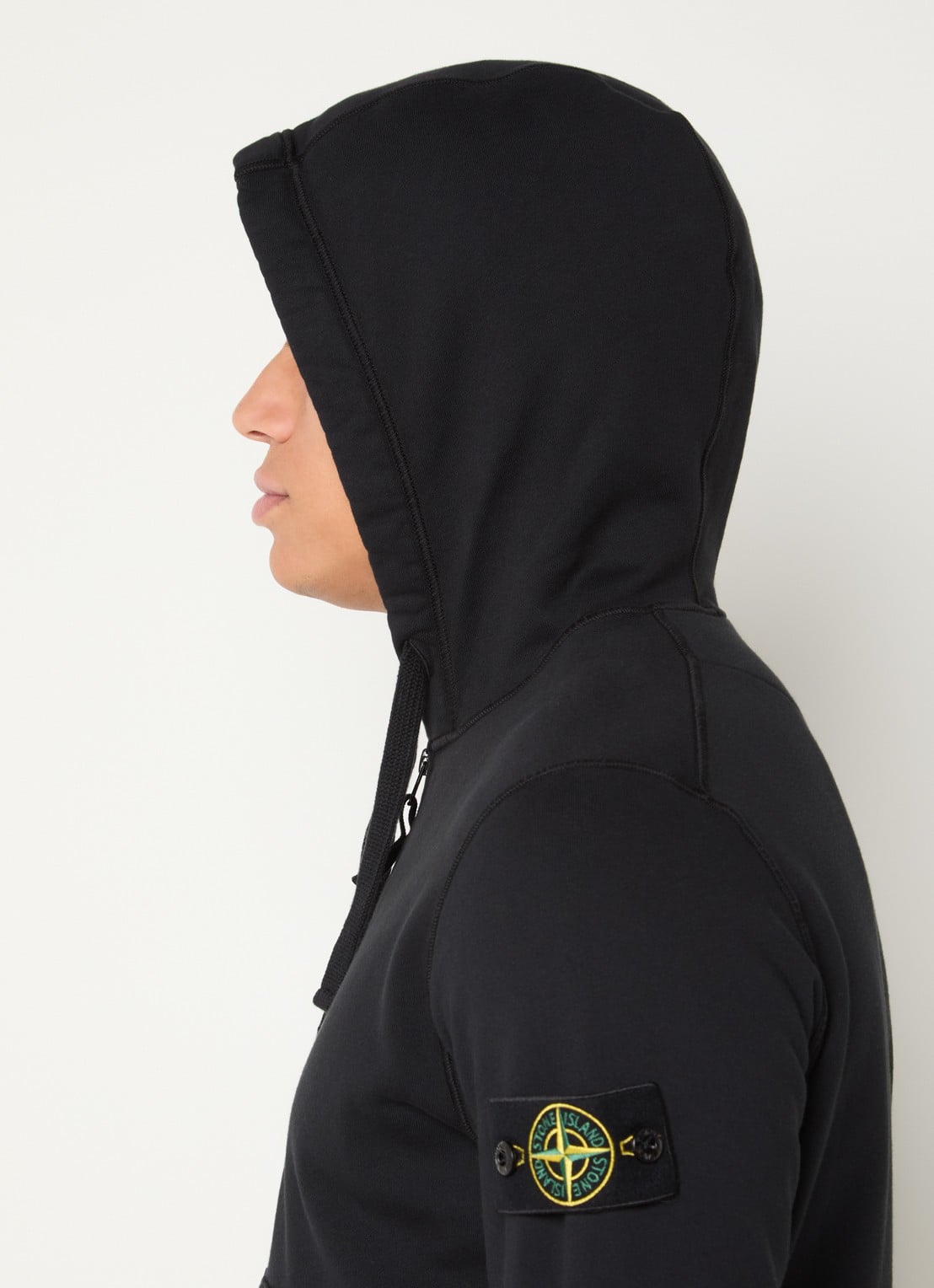 Stone Island S0051 sweatvest met logo en capuchon - detail 2 zwart