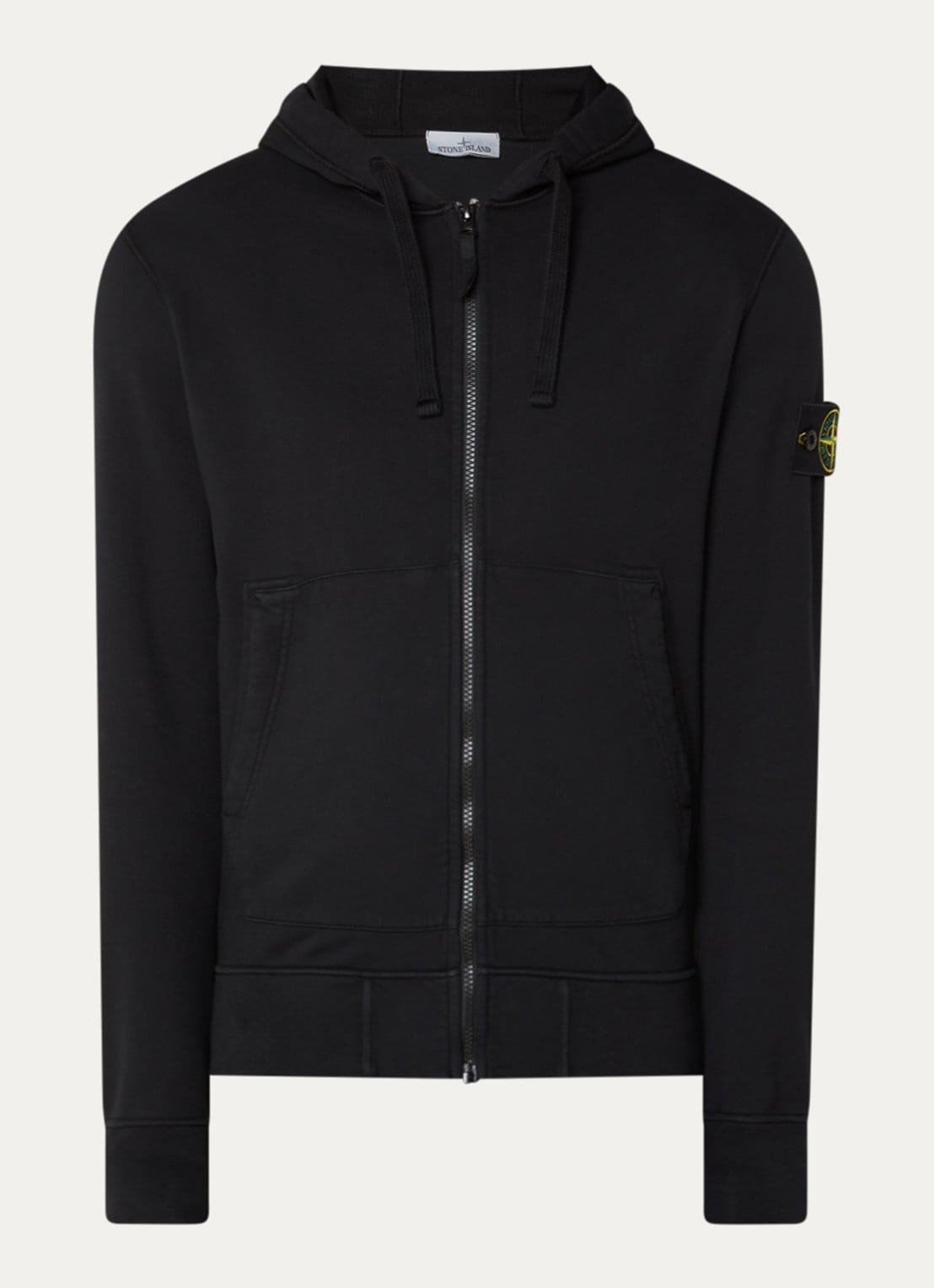 Stone Island S0051 sweatvest met logo en capuchon - voorkant 4 zwart