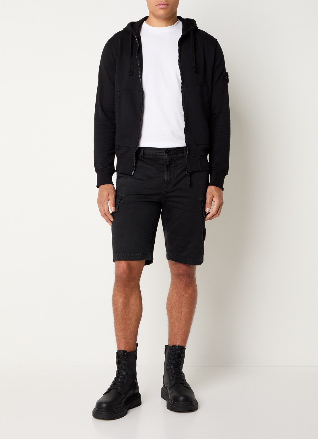 Stone Island S0051 sweatvest met logo en steekzakken - voorkant 3 zwart