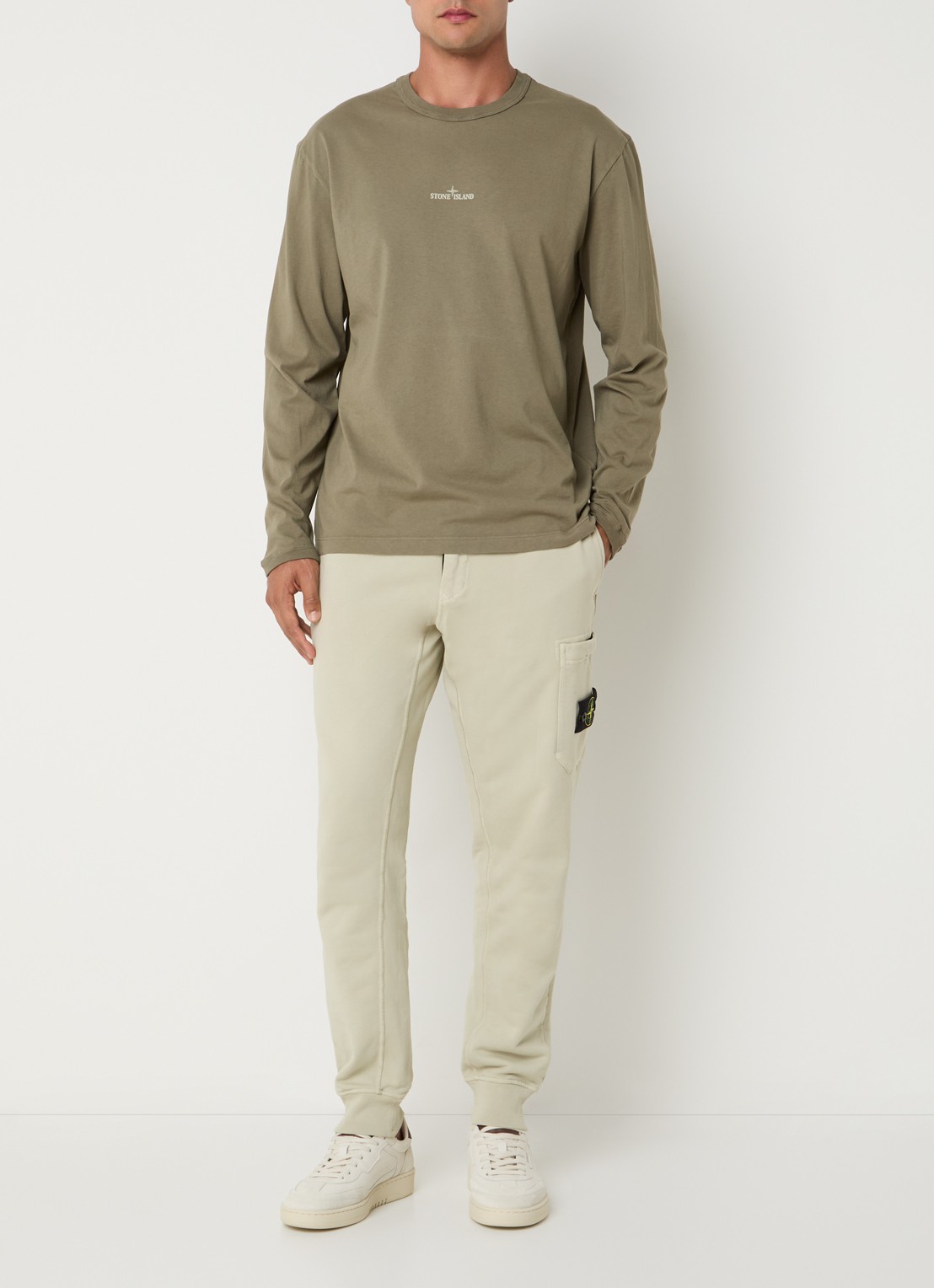 Stone Island S0051 tapered fit joggingbroek met steekzakken - voorkant 6 lindegroen