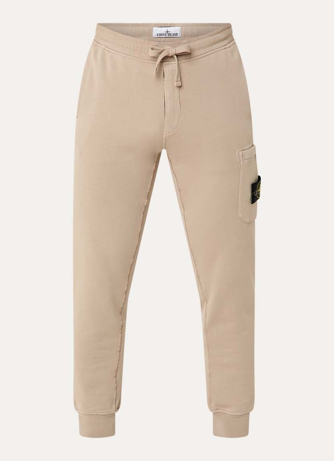 Stone Island S0051 tapered fit joggingsbroek met opgestikte zakken - voorkant vanillegeel