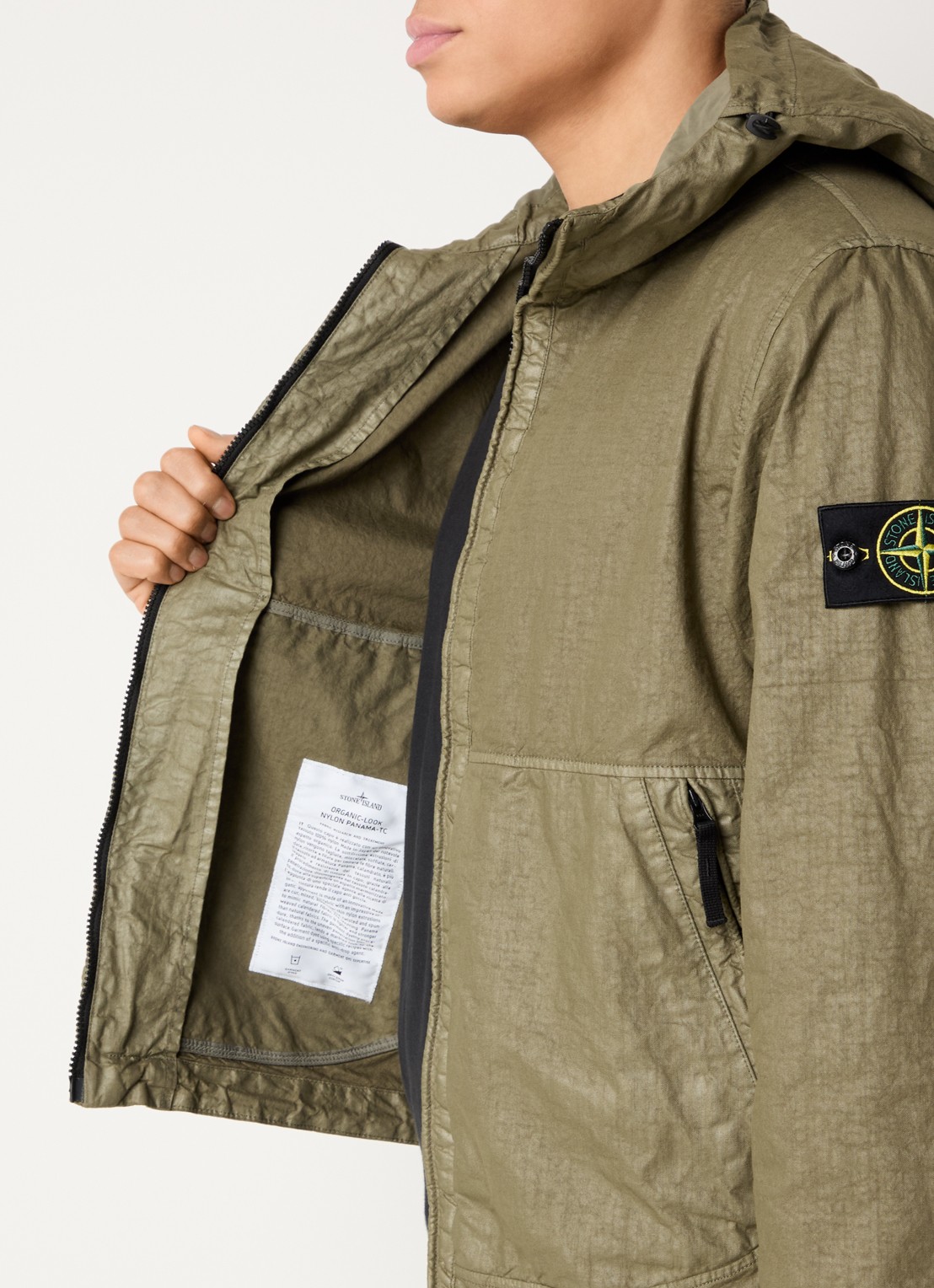 Stone Island S0069 Jack met capuchon en ritszakken - detail 3 mosgroen