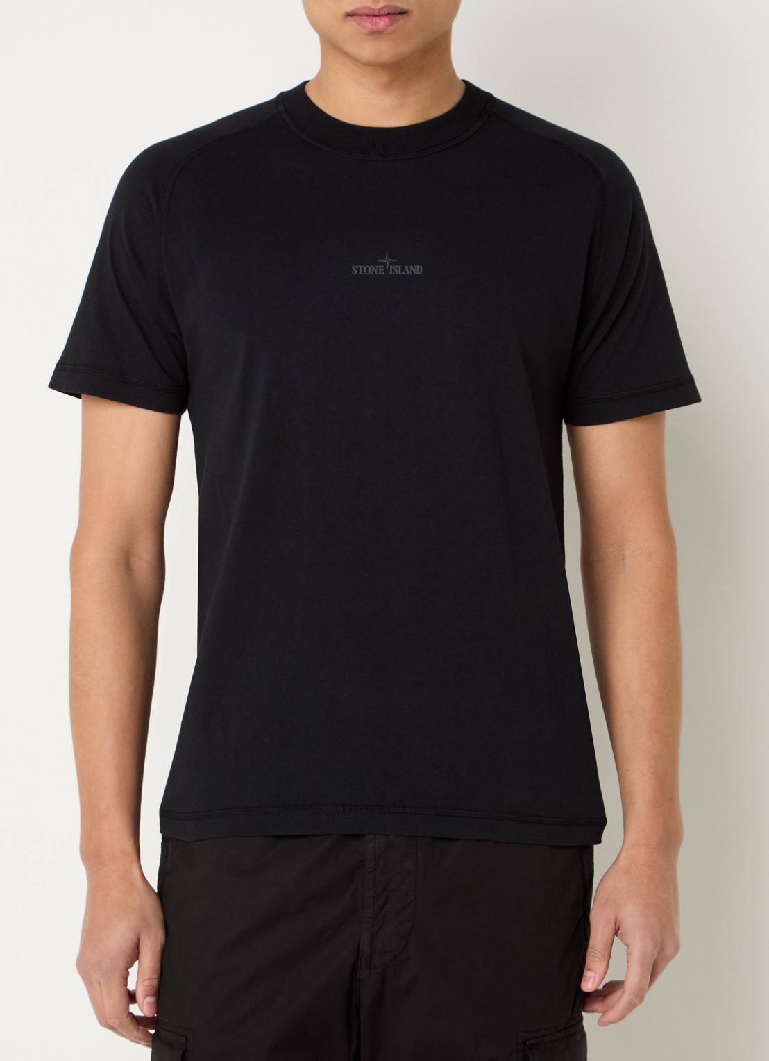 Stone Island S0080 T-shirt met logo- en backprint - achterkant zwart