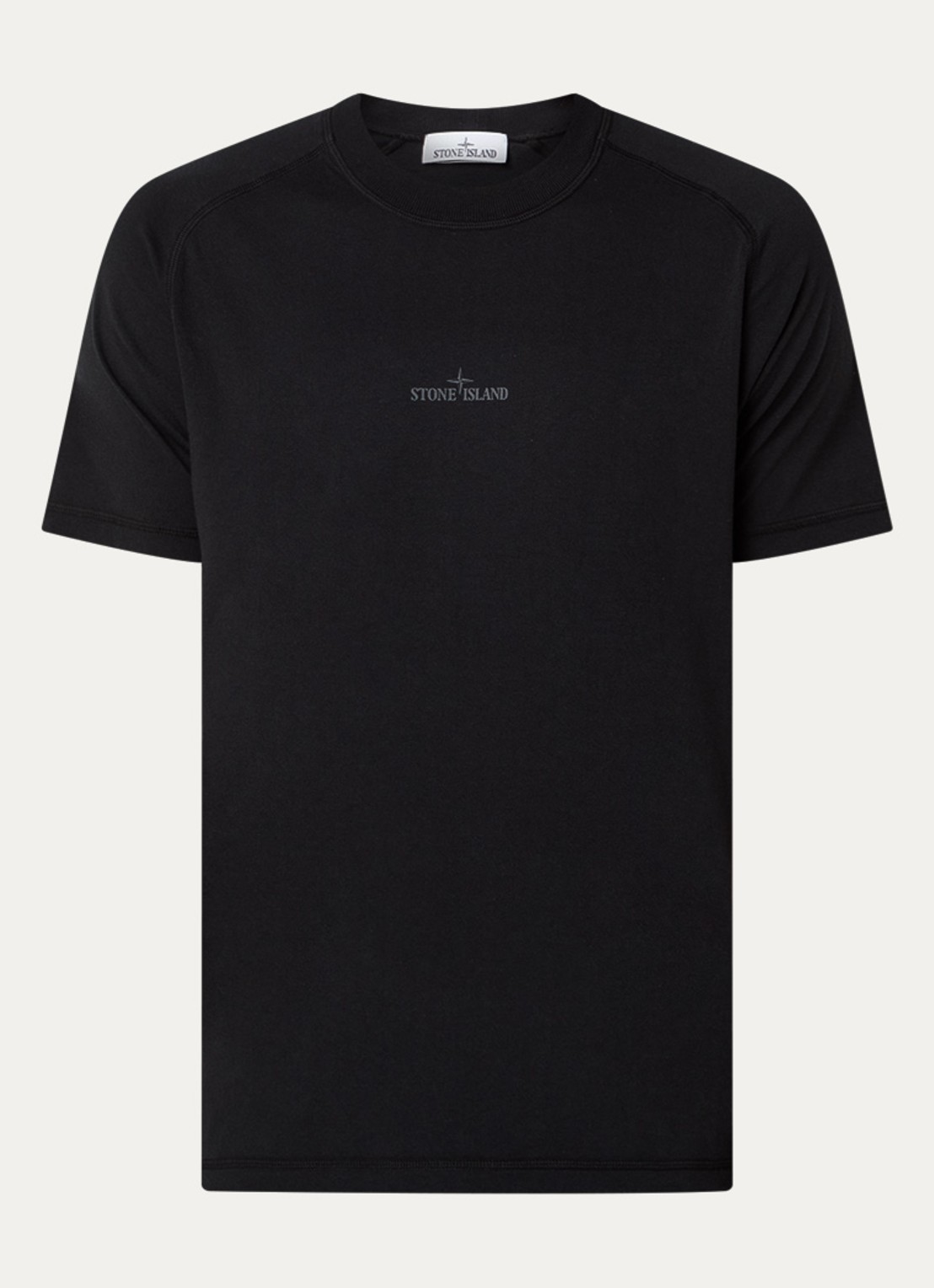 Stone Island S0080 T-shirt met logo- en backprint - voorkant 4 zwart