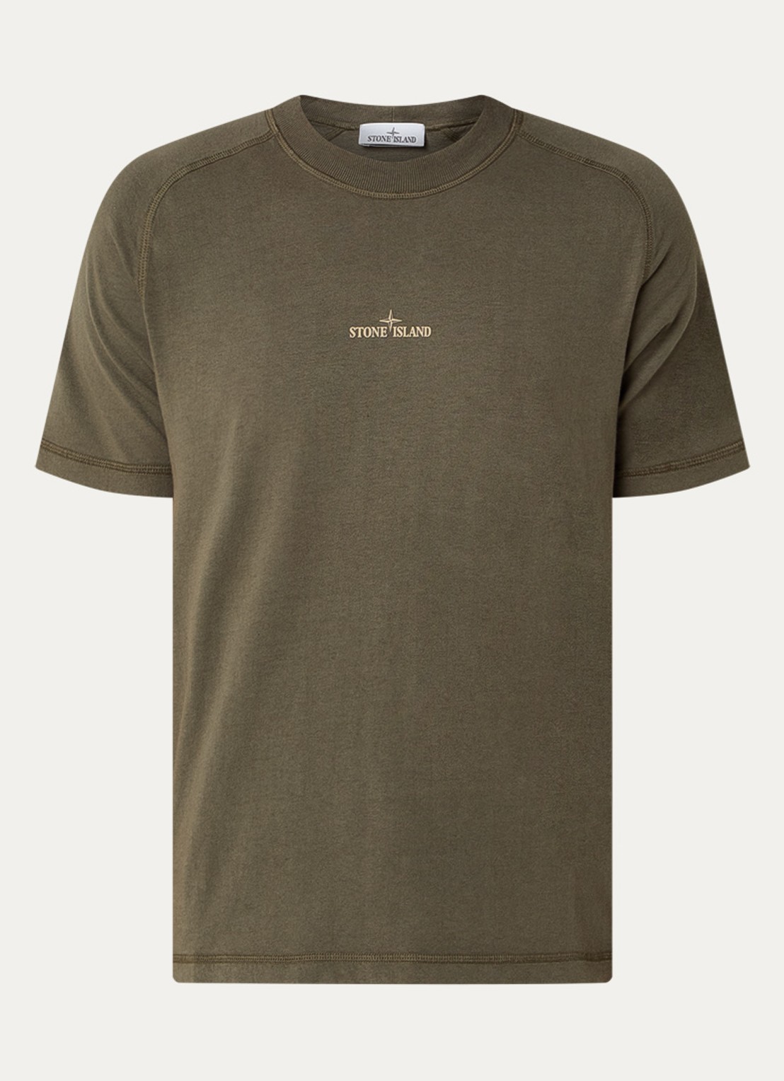 Stone Island S0080 T-shirt met logo- en backprint - voorkant 4 legergroen
