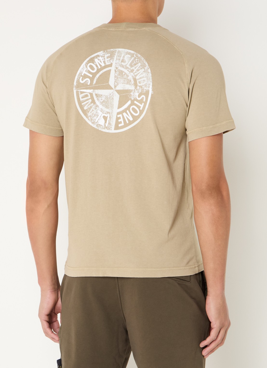 Stone Island S0080 T-shirt met logo- en backprint - detail 2 khaki