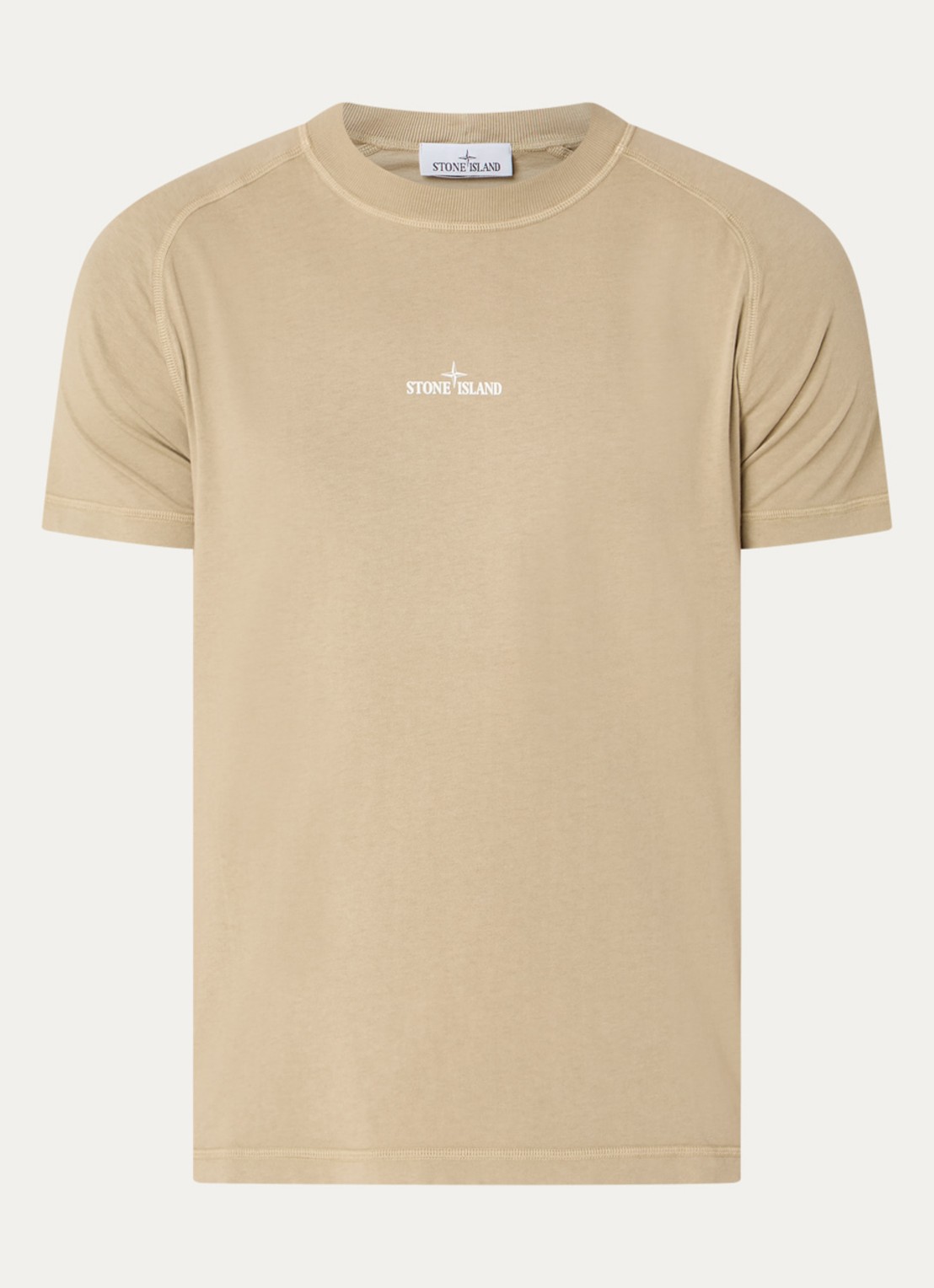 Stone Island S0080 T-shirt met logo- en backprint - voorkant 4 khaki