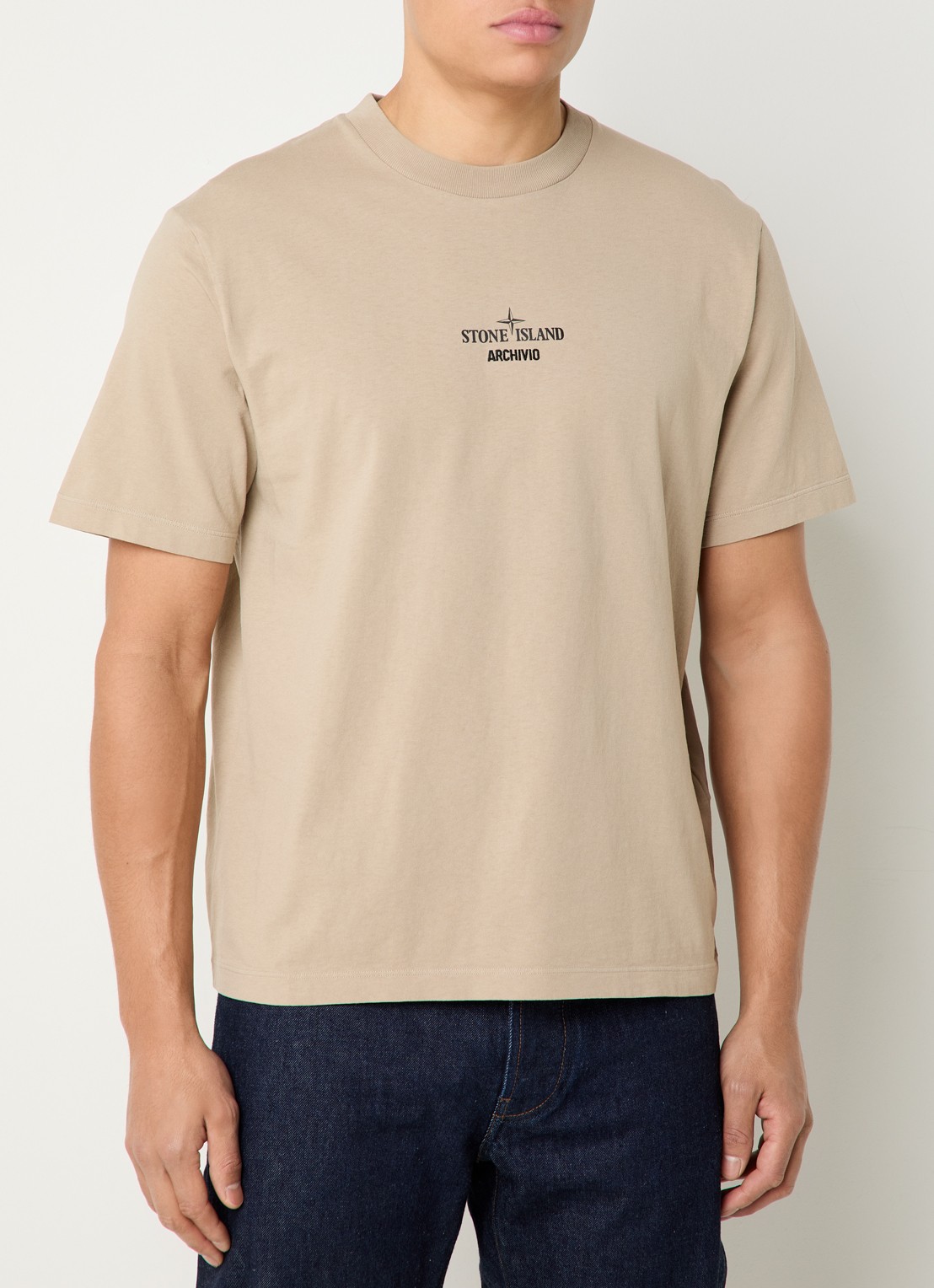 Stone Island S0091 Archivio T-shirt met logo- en backprint - achterkant 3 beige