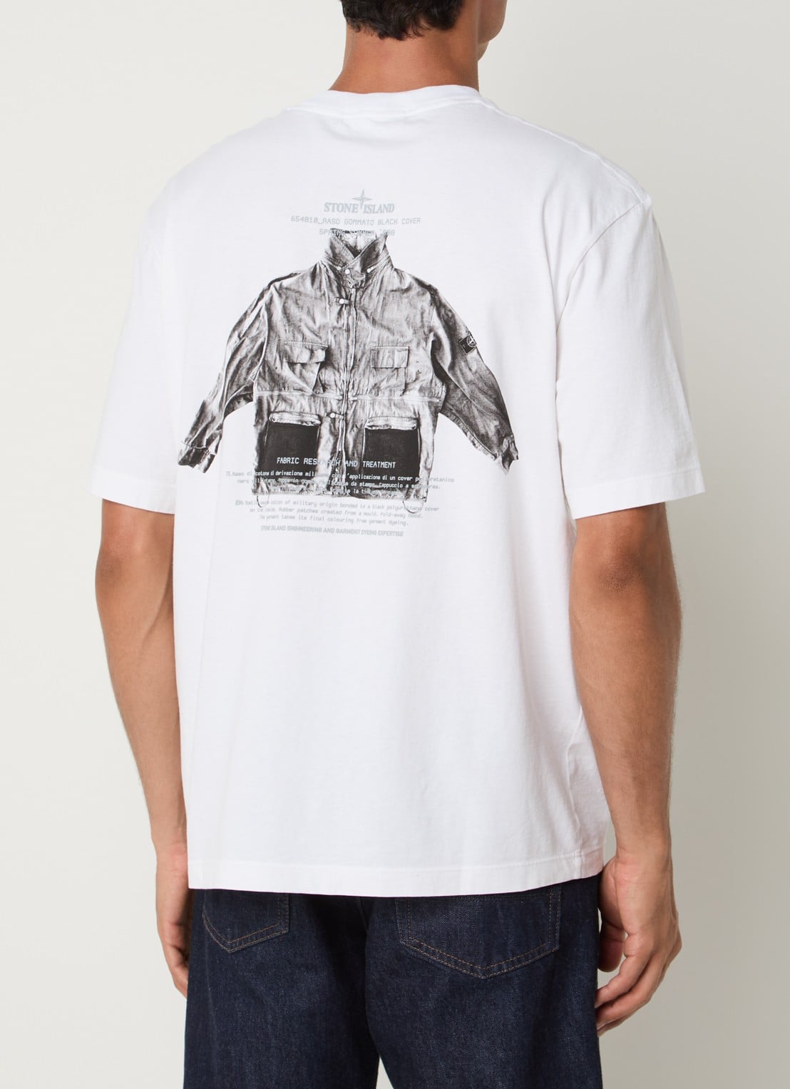 Stone Island S0091 T-shirt met logo- en backprint - detail 2 wit