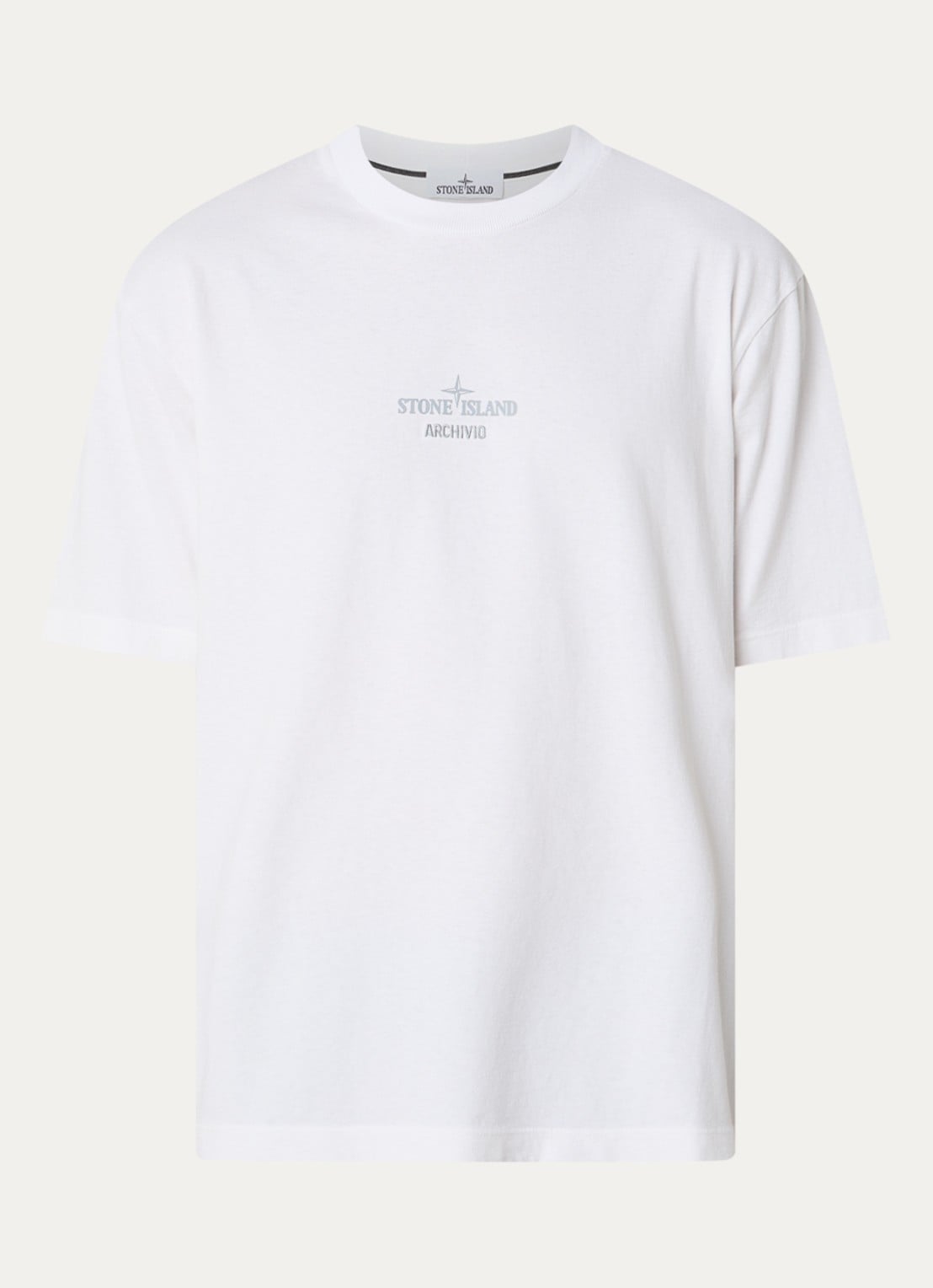 Stone Island S0091 T-shirt met logo- en backprint - voorkant 4 wit
