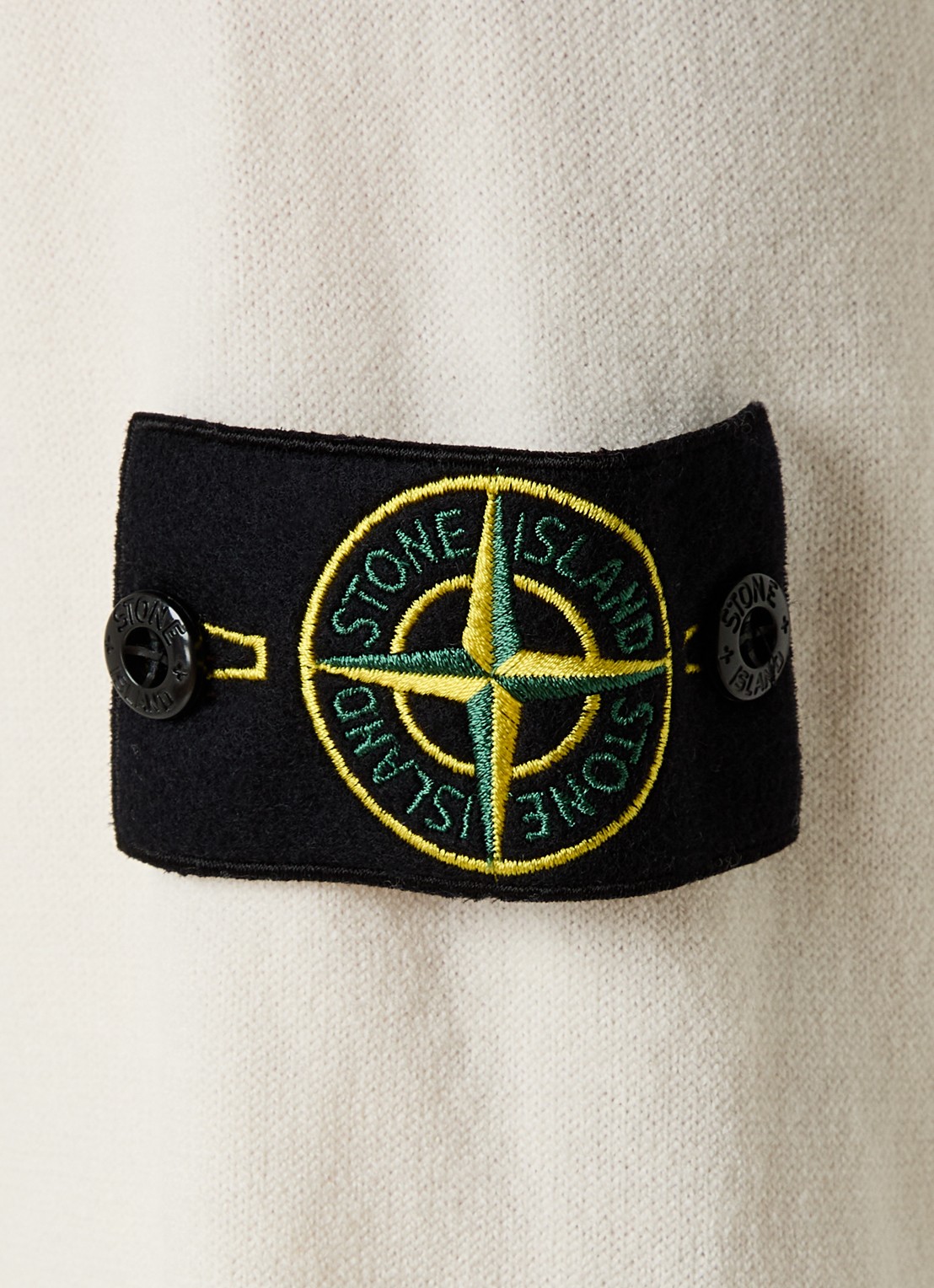 Stone Island S00A1 fijngebreide pullover in scheerwolblend met logo - detail 3 ivoor
