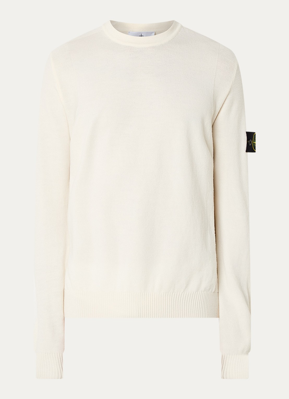 Stone Island S00A1 fijngebreide pullover in scheerwolblend met logo - voorkant 4 ivoor