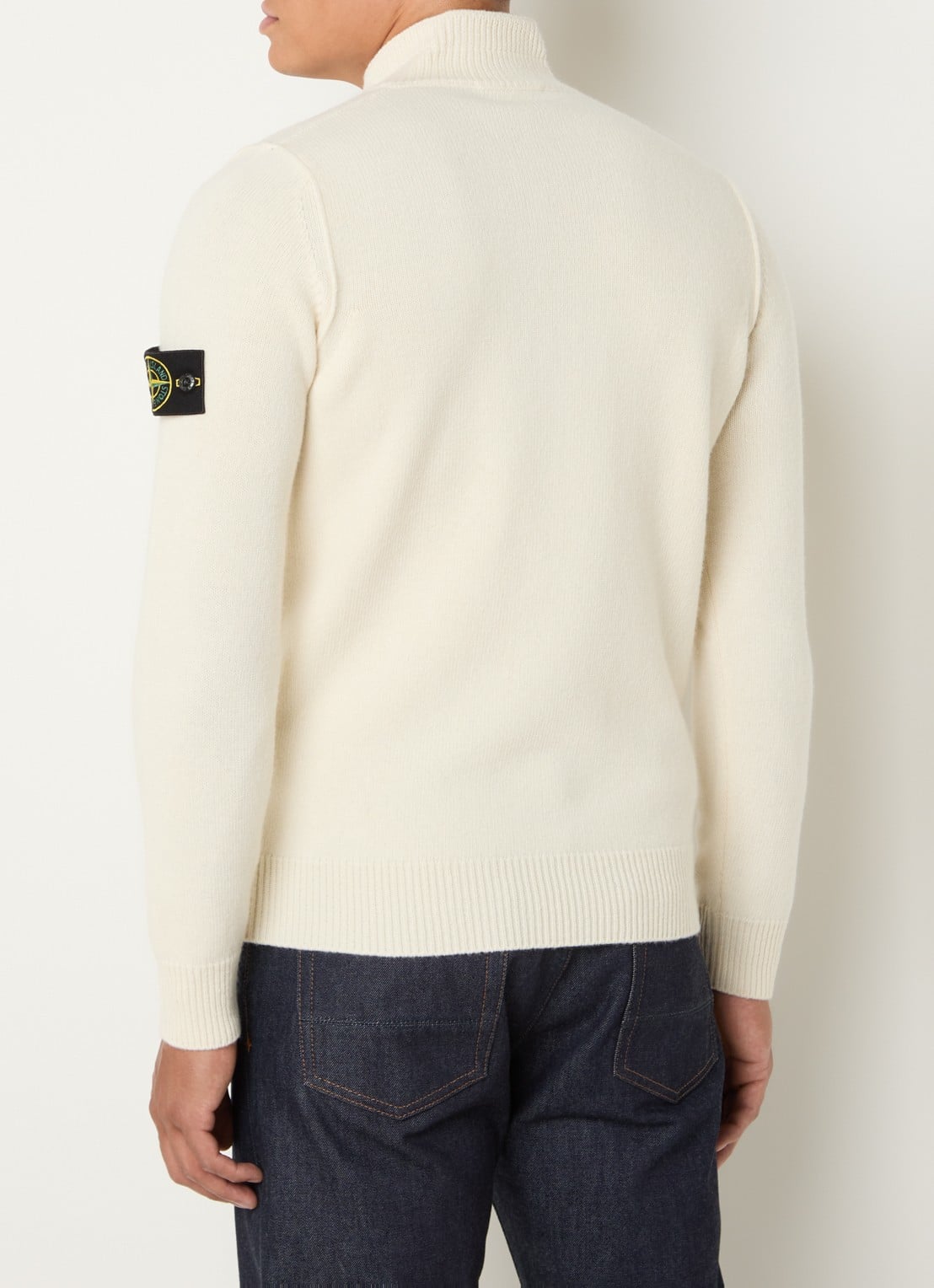 Stone Island S00A3 fijngebreide trui in wolblend met logo - achterkant 5 ivoor
