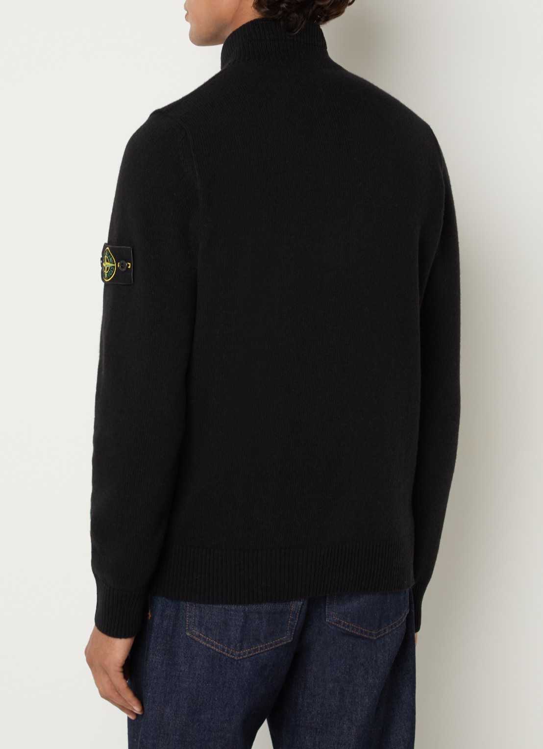Stone Island S00A3 fijngebreide trui in wolblend met logo - achterkant 5 zwart