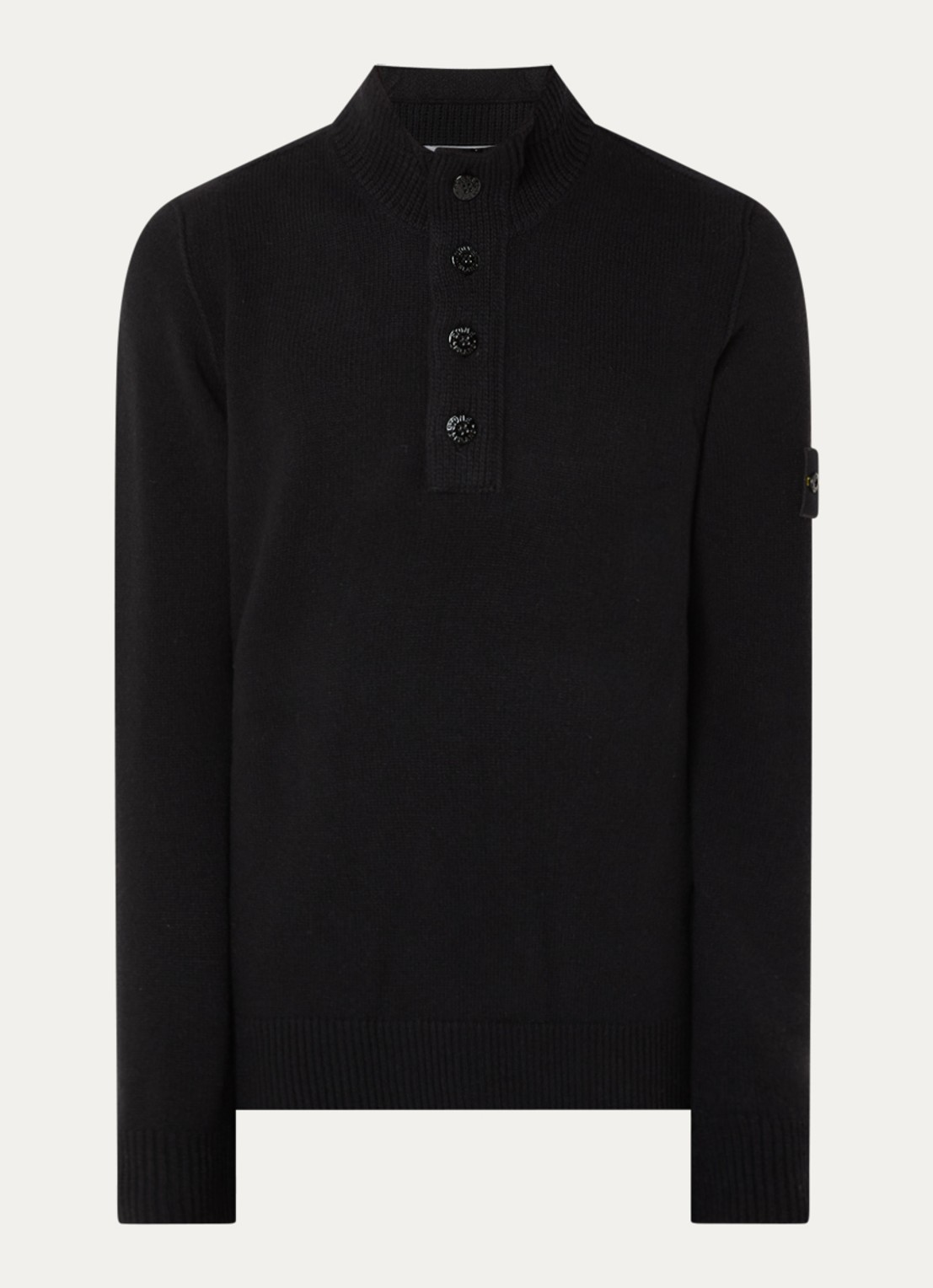 Stone Island S00A3 fijngebreide trui in wolblend met logo - voorkant 3 zwart